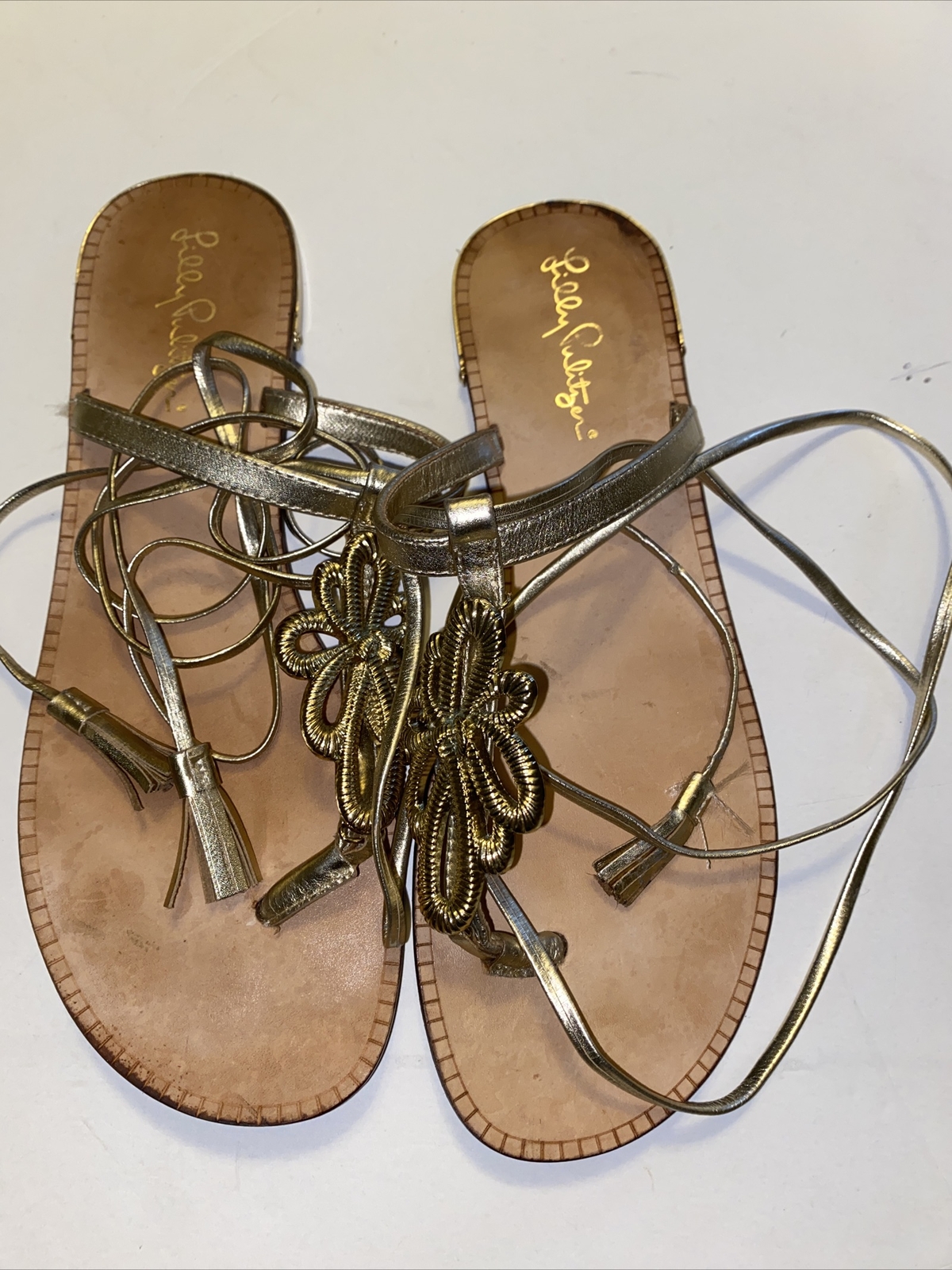 lilly pulitzer Gold Gladiator pier sandals 96627 Size 8