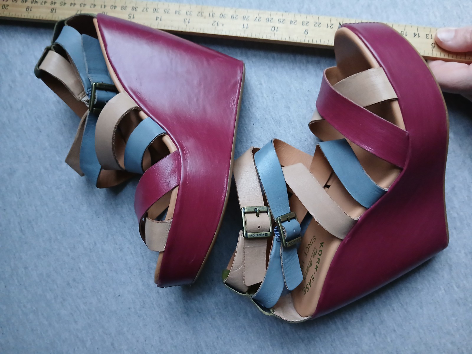 Kork Ease Sandals 7.5 Tall Wedge Colorful Bohemian Boho Beach Leather Comfort