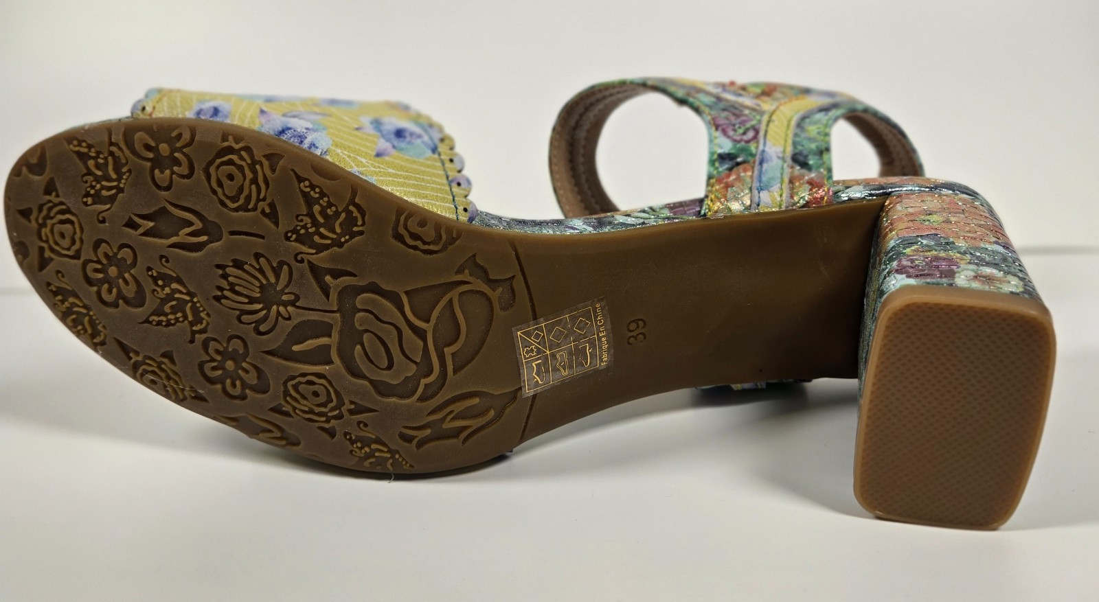 L’Artiste Spring Step Vogeush Floral Heeled Sandal Sz 8.5 (39) Boho Wedding EC