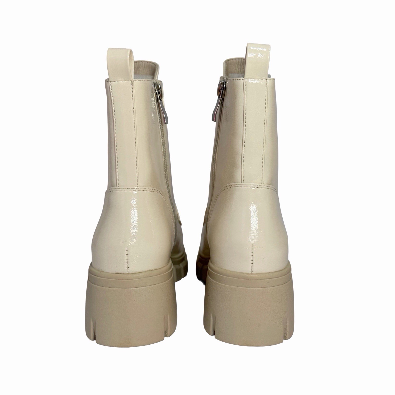 Hey Girl by Corkys Cray Combat Boots Women’s Size 9 Ivory Patent Lug Sole Zip