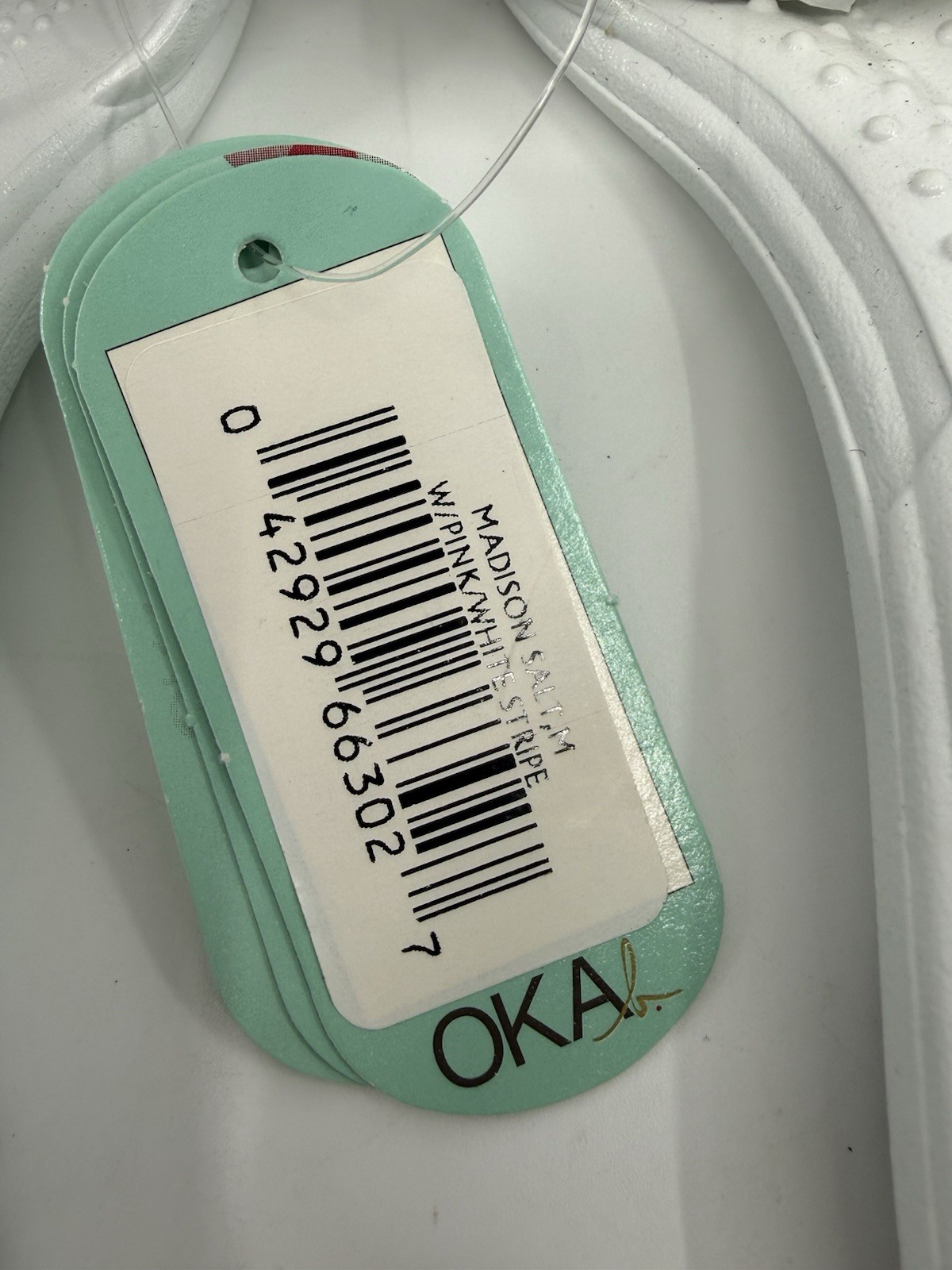OKA­­·B Women’s Madison Flip Flop Size M Comfort White Pink Strip NWT