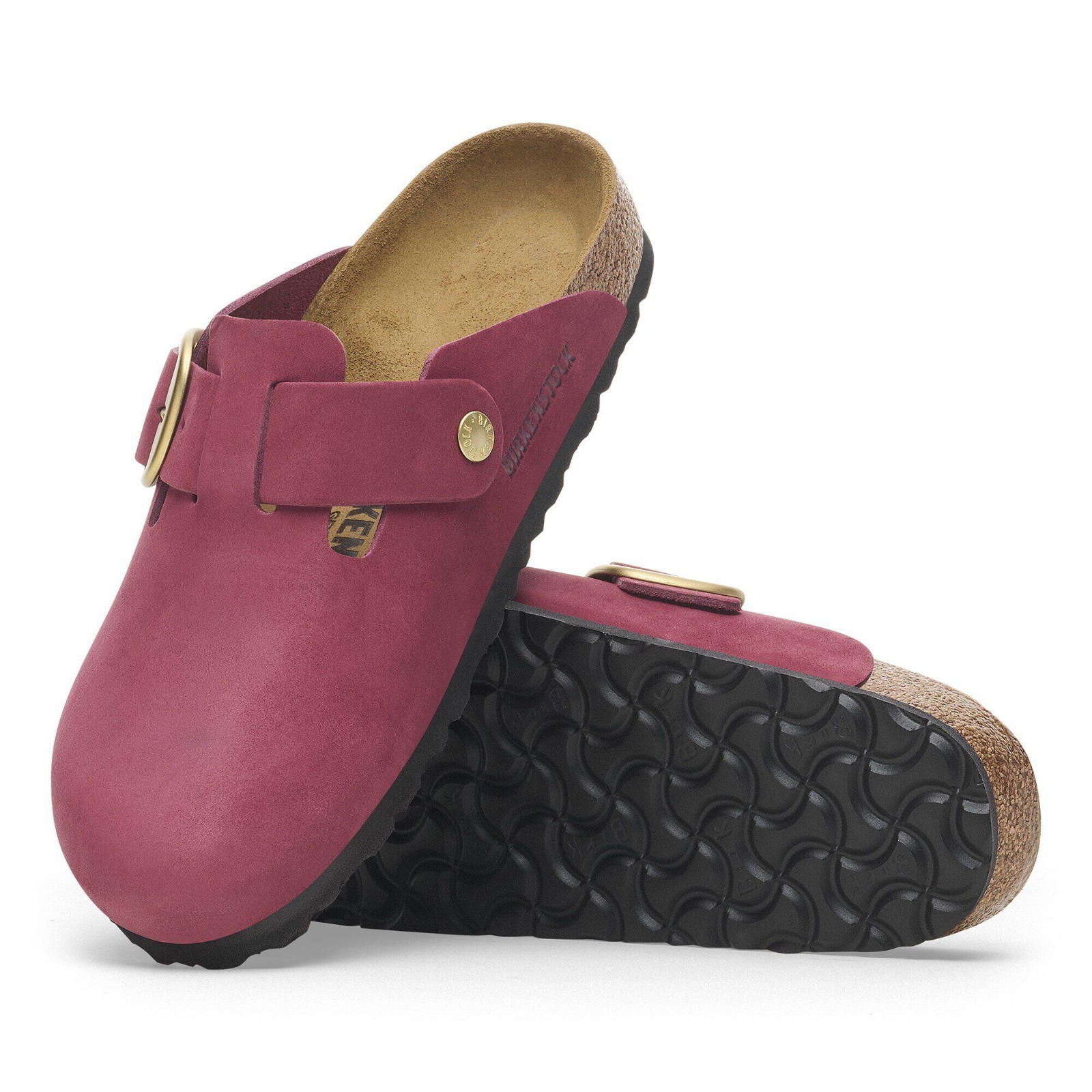 Birkenstock Boston Big Buckle Nubuck Leather Berry Crush Select Size