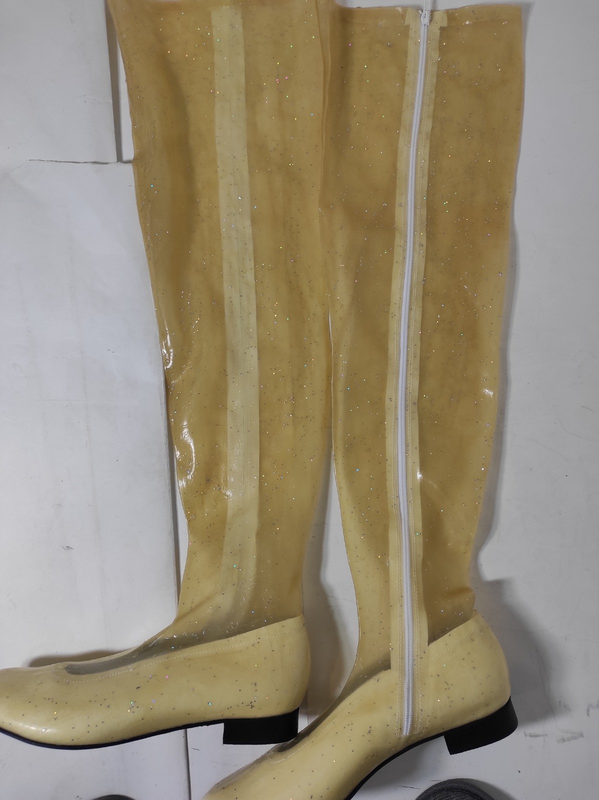 Novelty Exclusive Latex Boots Many Colours Silver Glitter Size 40-48