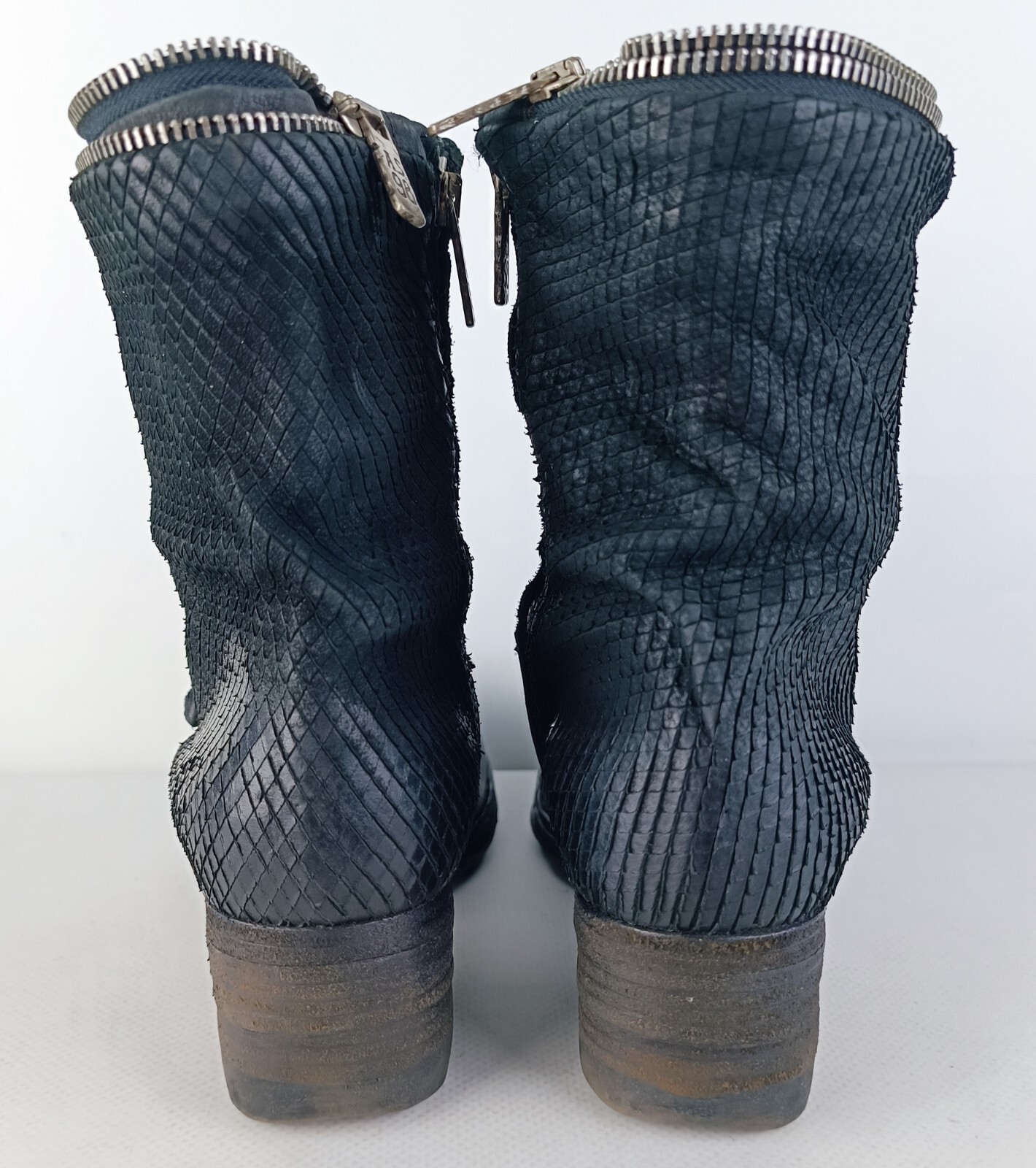 A.S.98 AirStep Womens Black Micro-textured Leather Biker Boho Boots Size EU 37