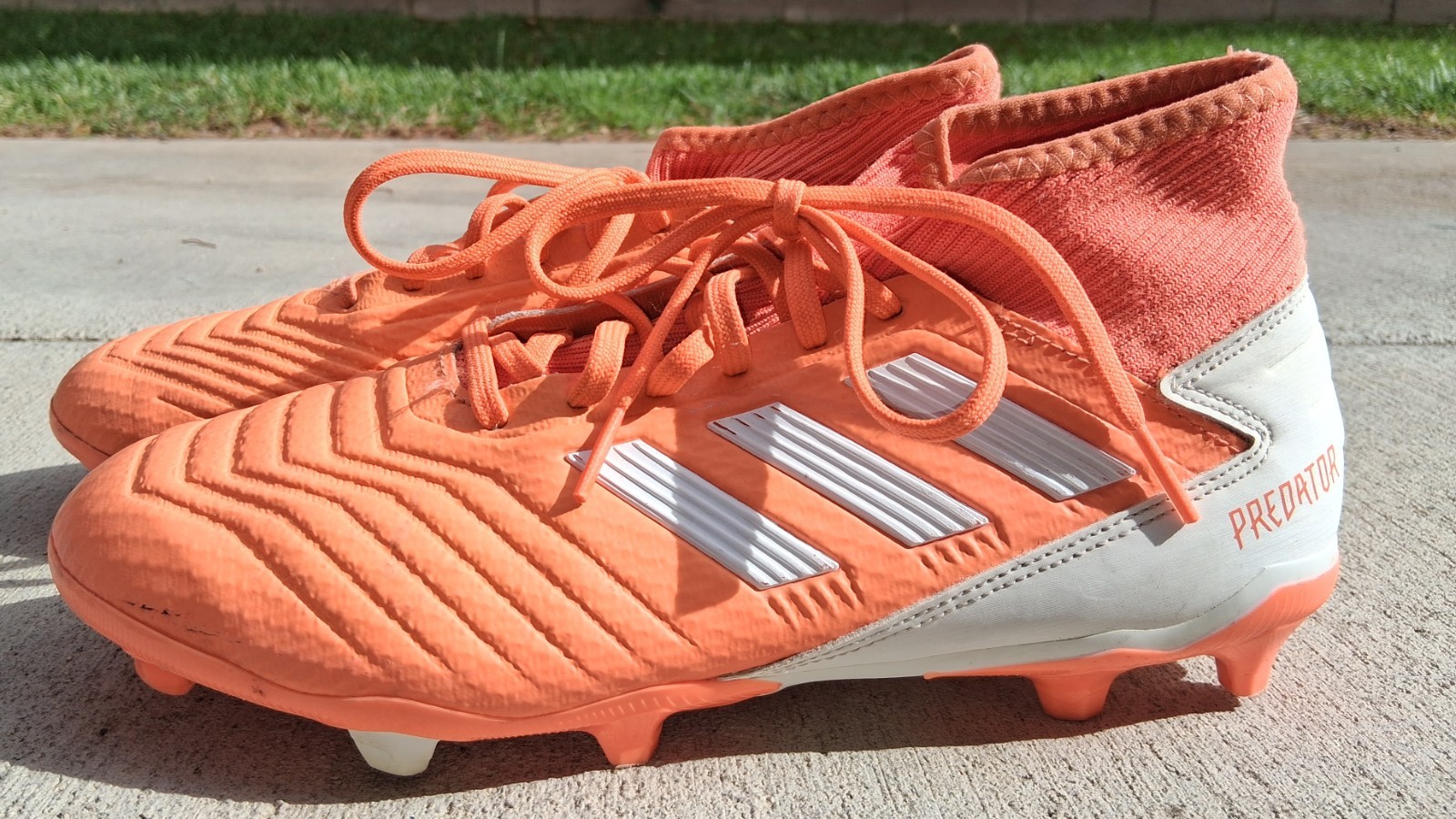 adidas Predator 19.3 FG Mid Top Orange/White Lace-Up Soccer Cleats G25819
