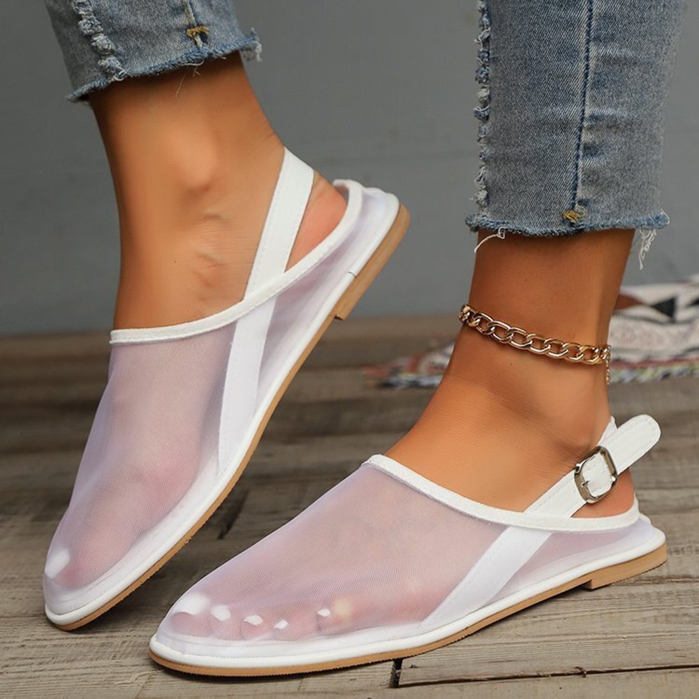 Casual Womens Mesh Mules with Closed Toe and Flat Bottom for Daily Wear