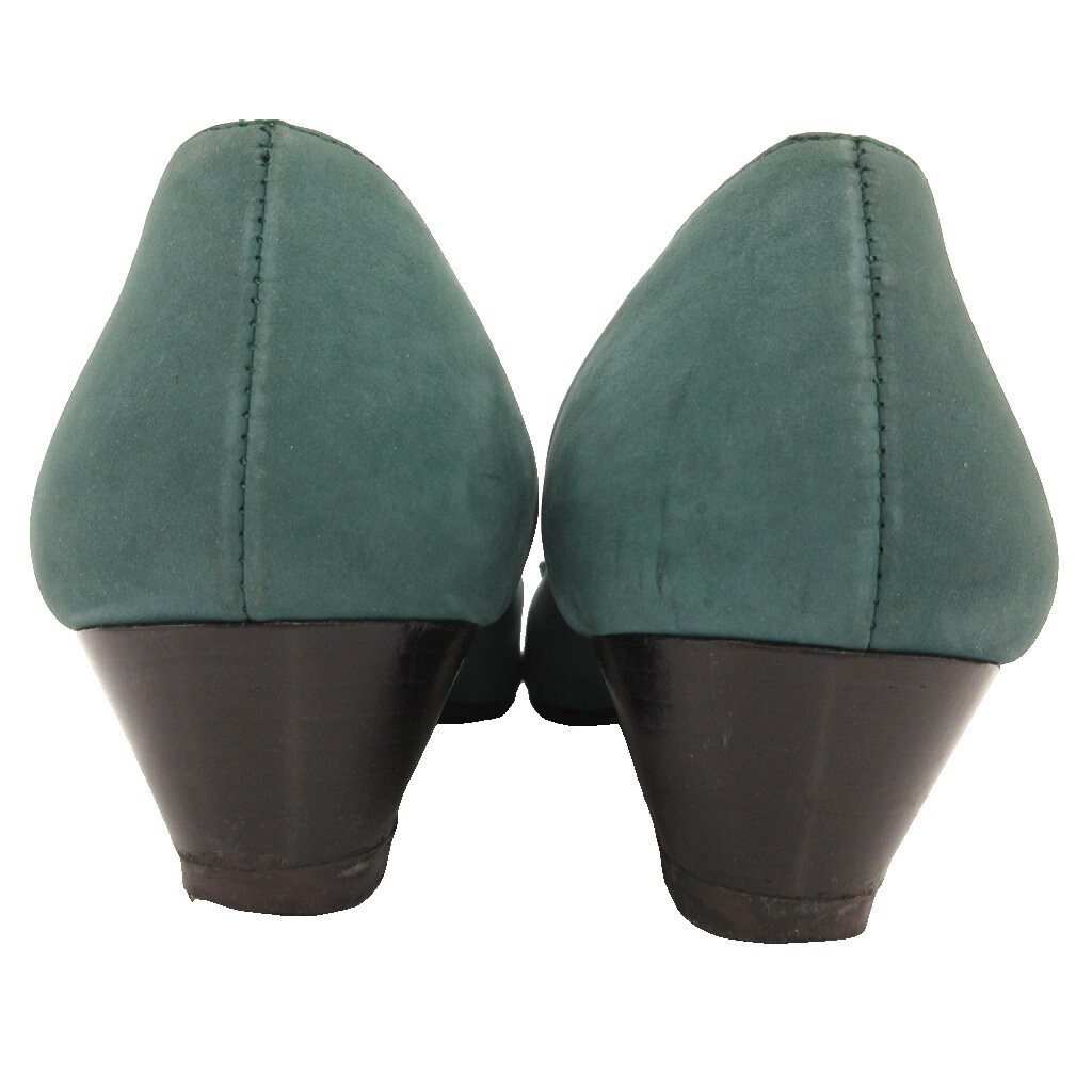 Salvatore Ferragamo Grosgrain Ribbon Pumps Suede Moss Green Women’s Size US 8