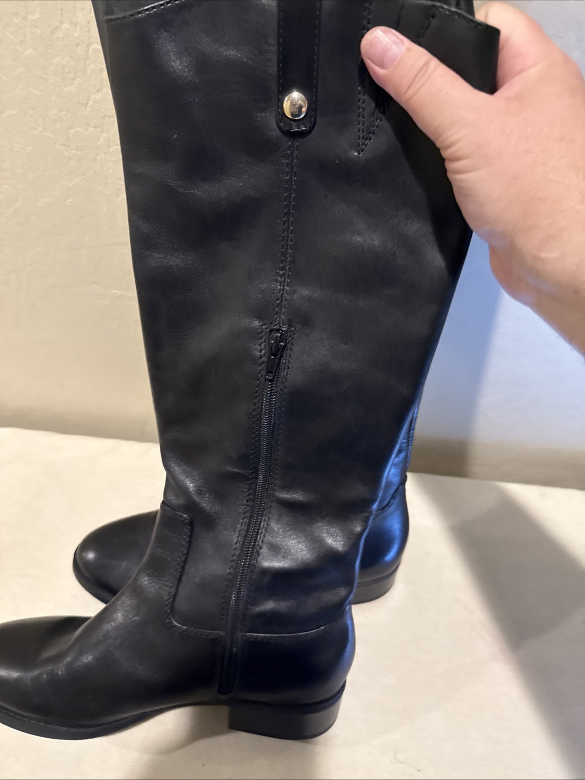 INC International Concepts Black Fawne Leather Boots Shoe Size 8.5M – New No Box