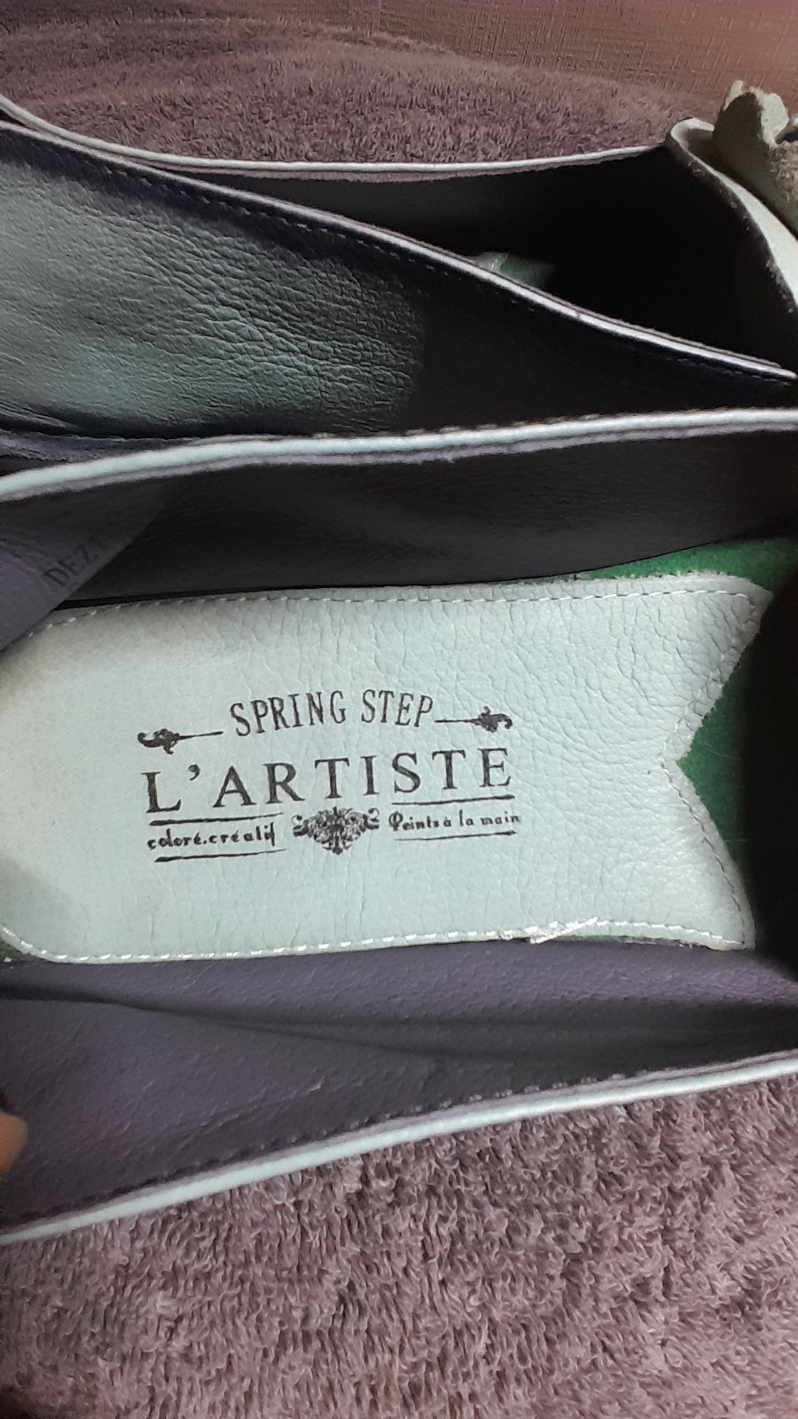 Spring Step L’Artiste Women’s Leather Slip-On Floral Flats Green/Black 8