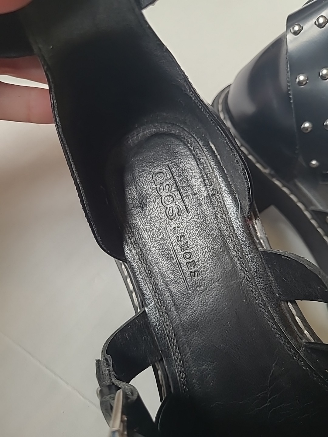 ASOS Black Shoes Gothic Chunky Women’s Pumps Rivet Stud Buckle Punk Loafer Sz 9