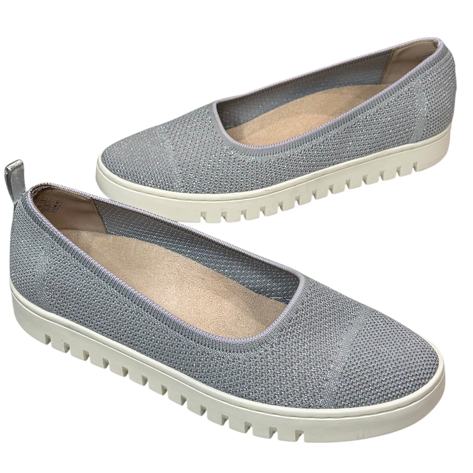 Vionic Uptown Skimmer Knit Shoes Womens 8.5 Gray Breathable Casual Comfort Flats