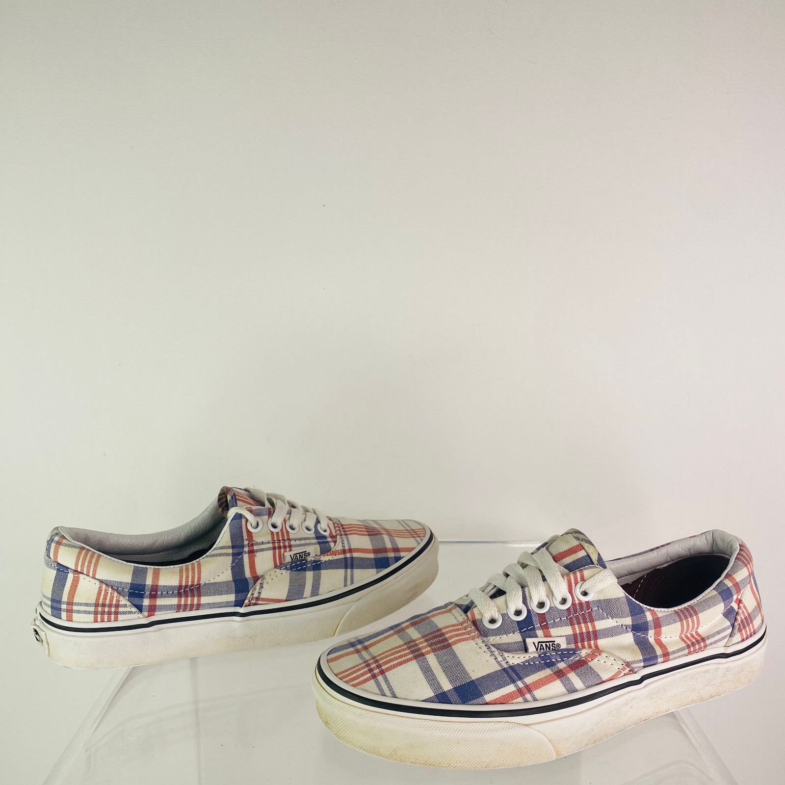 VANS Plaid Casual Shoes Unisex Women 8 Men 6.5 Red Blue Yellow