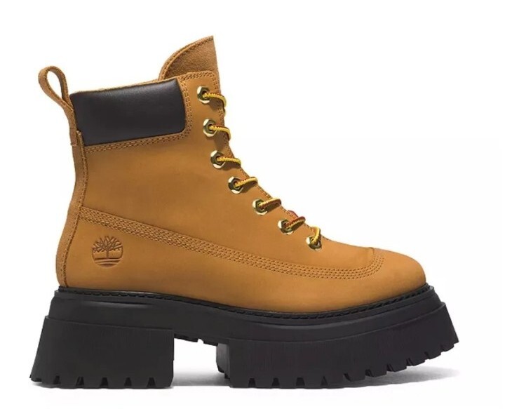 Timberland Women’s Sky 6-Inch Lace Up Wheat Nubuck Leather Platform Boots Size 7