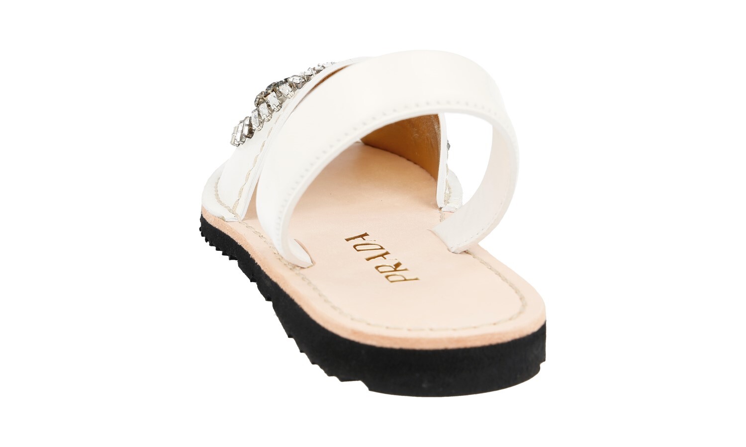 PRADA Leather Crystal Embroided Slides Mules Sandals 1X180G – US 6.5 EU 36,5