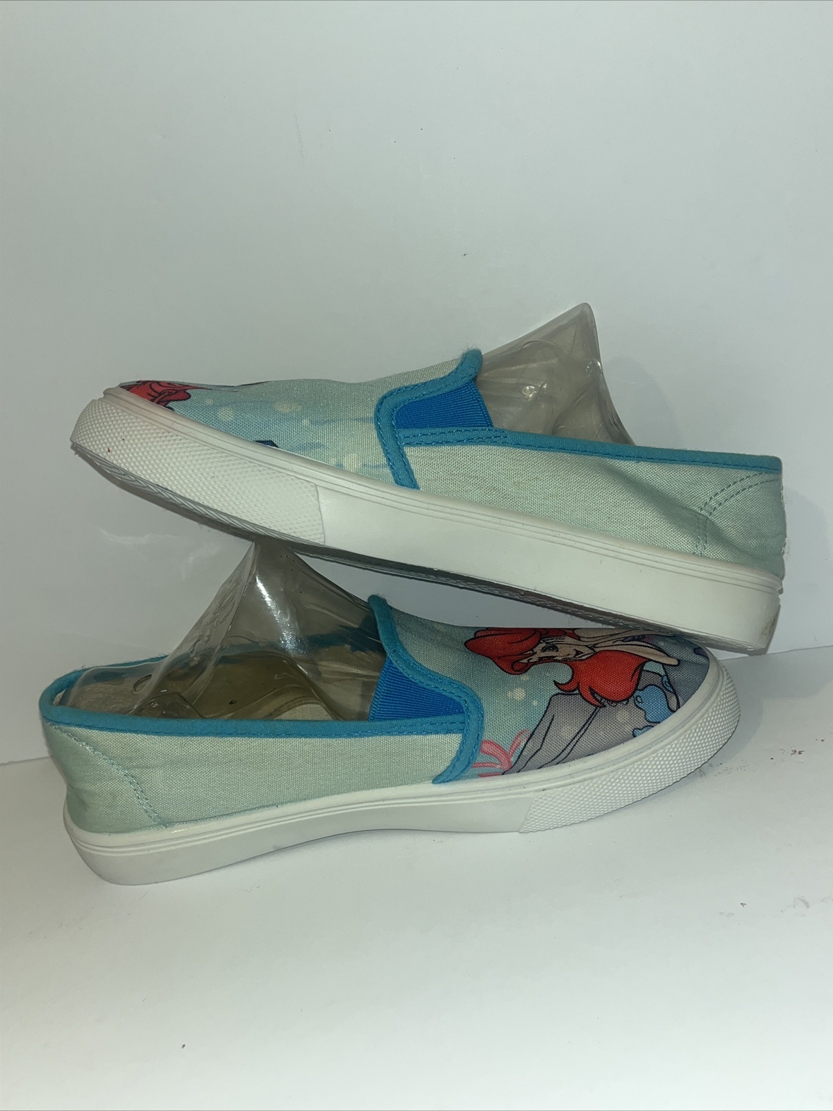 VTG Disney The Little Mermaid Ariel Sebastian Flounder Slip On Canvas Shoes M 6