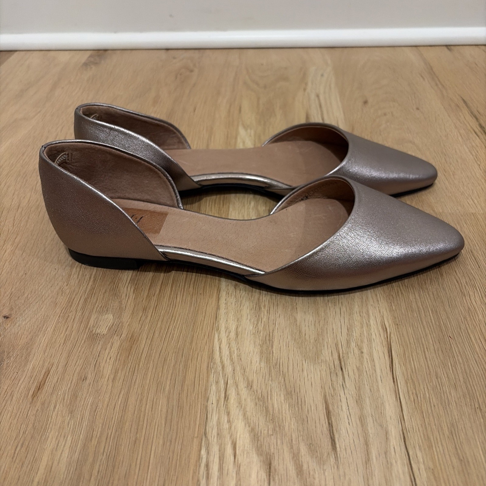 J Jill Ida D’Orsay Flats Loafers Shoes Womens 10 Gold Metallic Leather Slip On