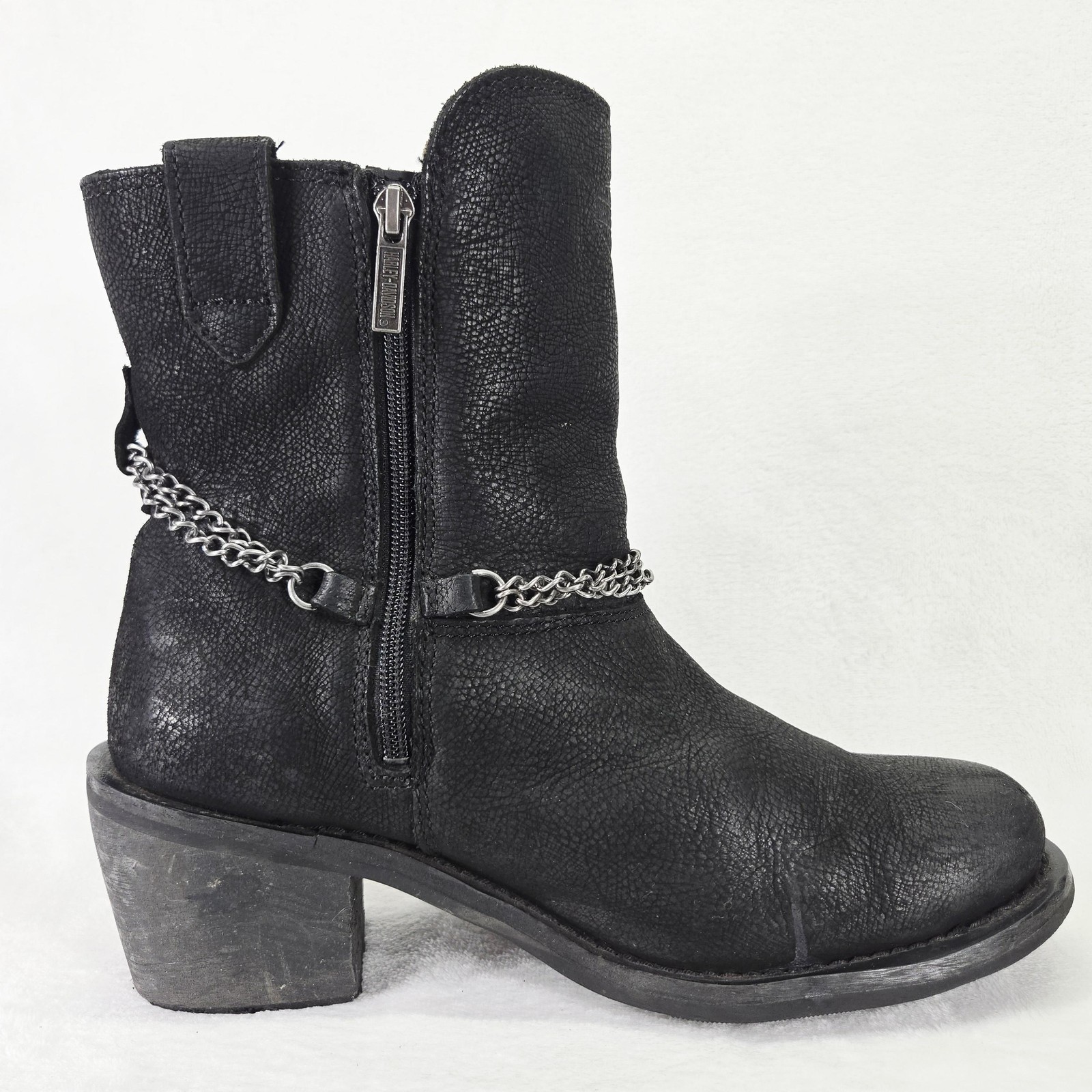 Harley Davidson Boots Womens 11 Black Leather Chain Motorcycle Biker D87184