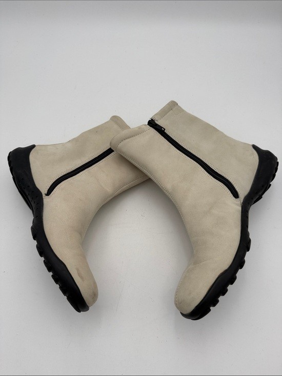 Ecco Cream Zip Mid-Calf women latex Boots 38 wool lining casual office outdoor