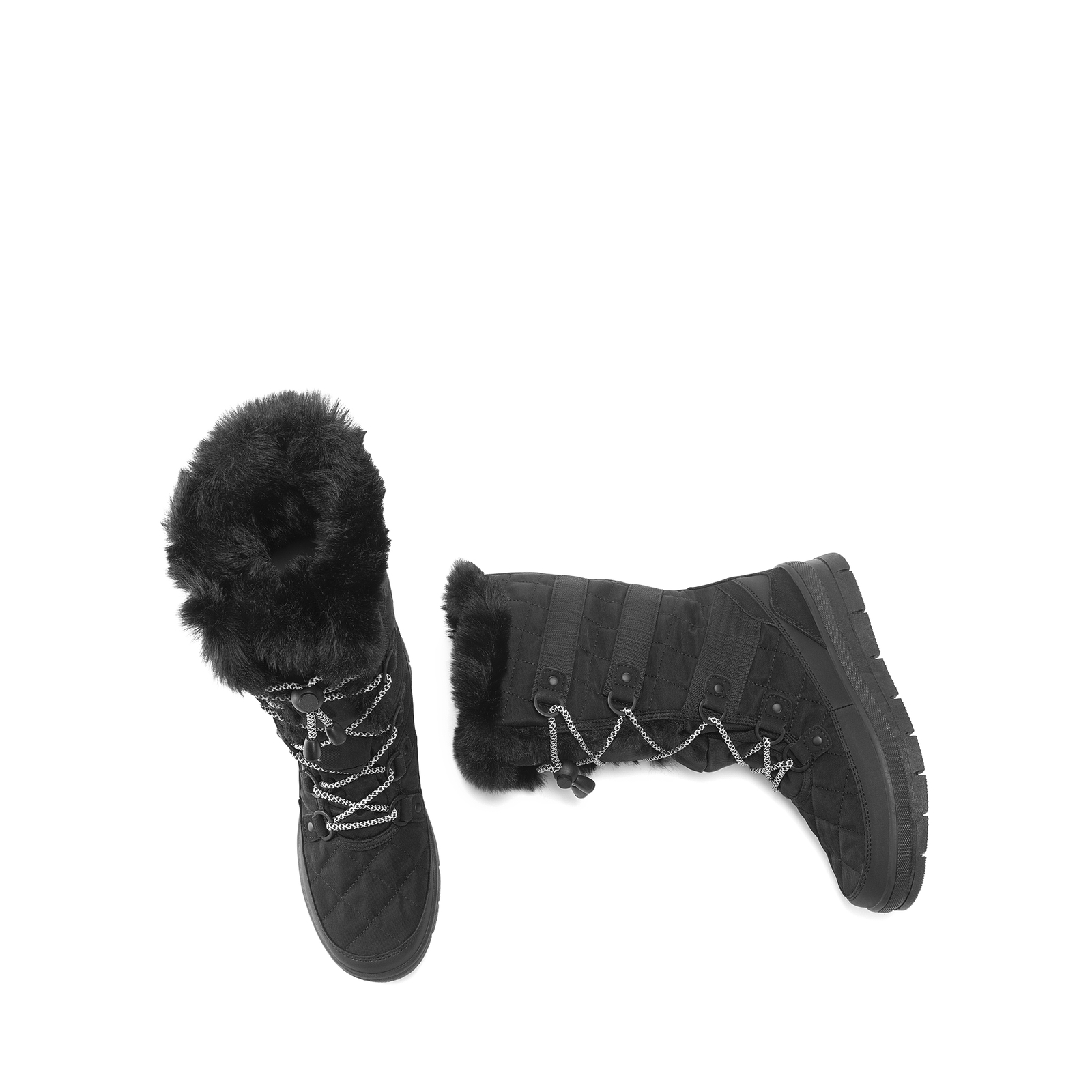 Women’s Snow Boots Soft Warm Fur Lined Lace up Mid Calf Outdoor Indoor Ski Boots