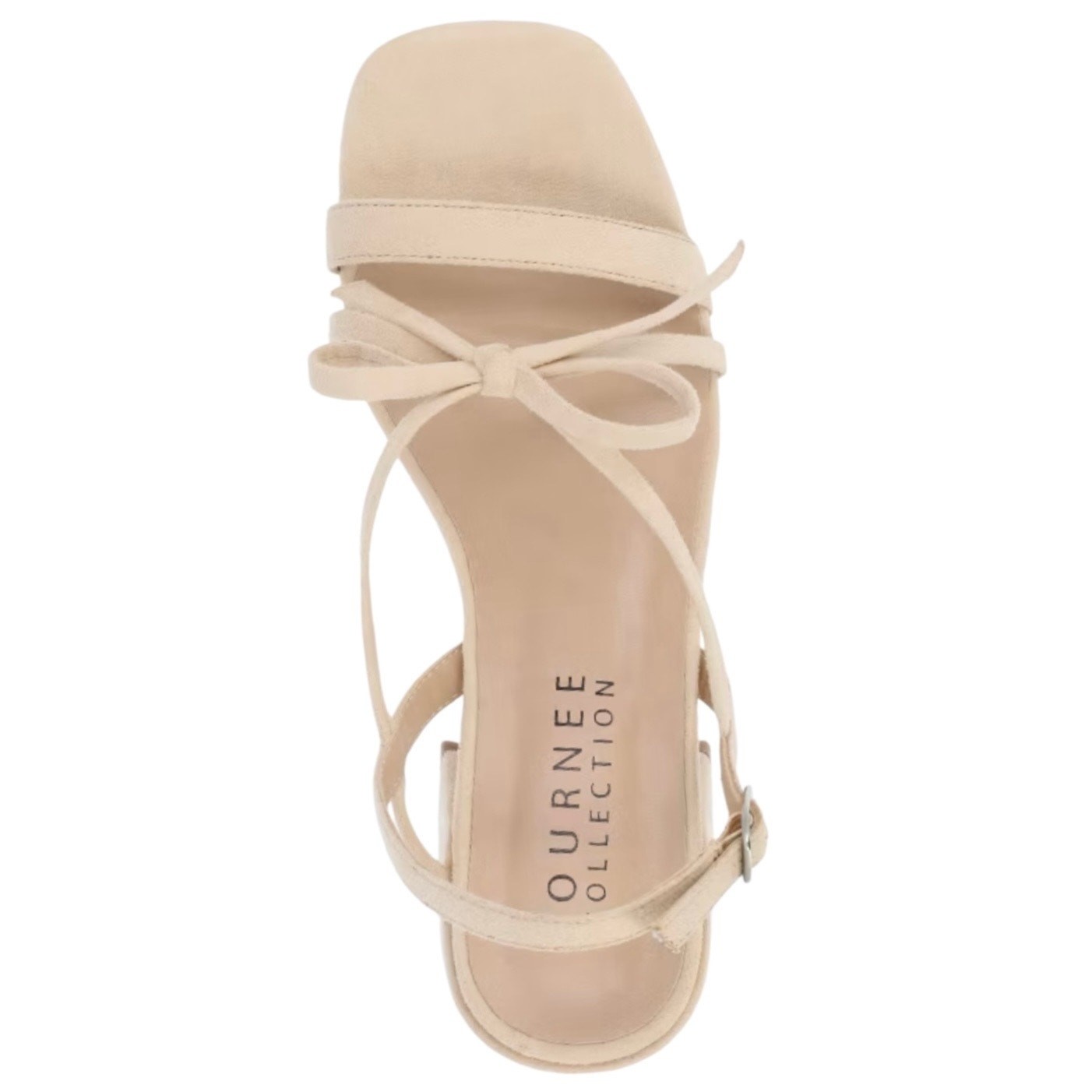 Journee Women’s Amity Bow Detail Strappy Block Heel Sandals Beige Size 11