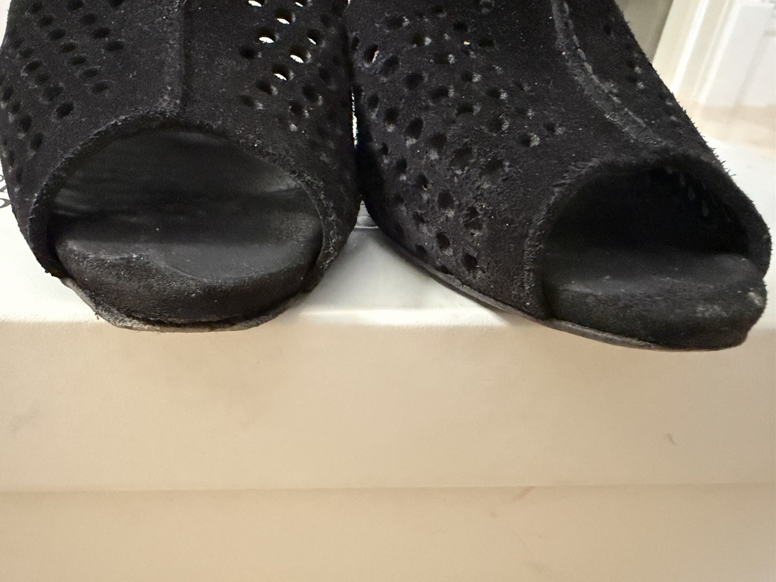 PEDRO GARCIA Samana Perforated Suede Stilleto Sandals Size 38.5 Made in SPAIN