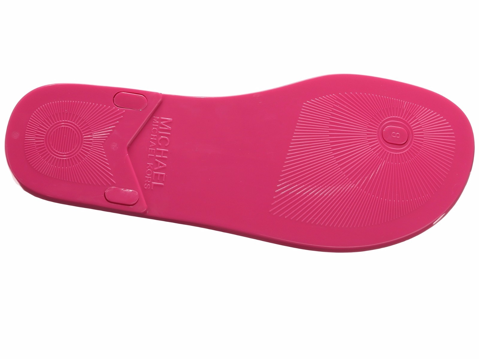 MICHAEL KORS MK PLATE JELLY RASPBERRY PINK PVC WOMENS THONG LOGO SHOES MULTISIZE