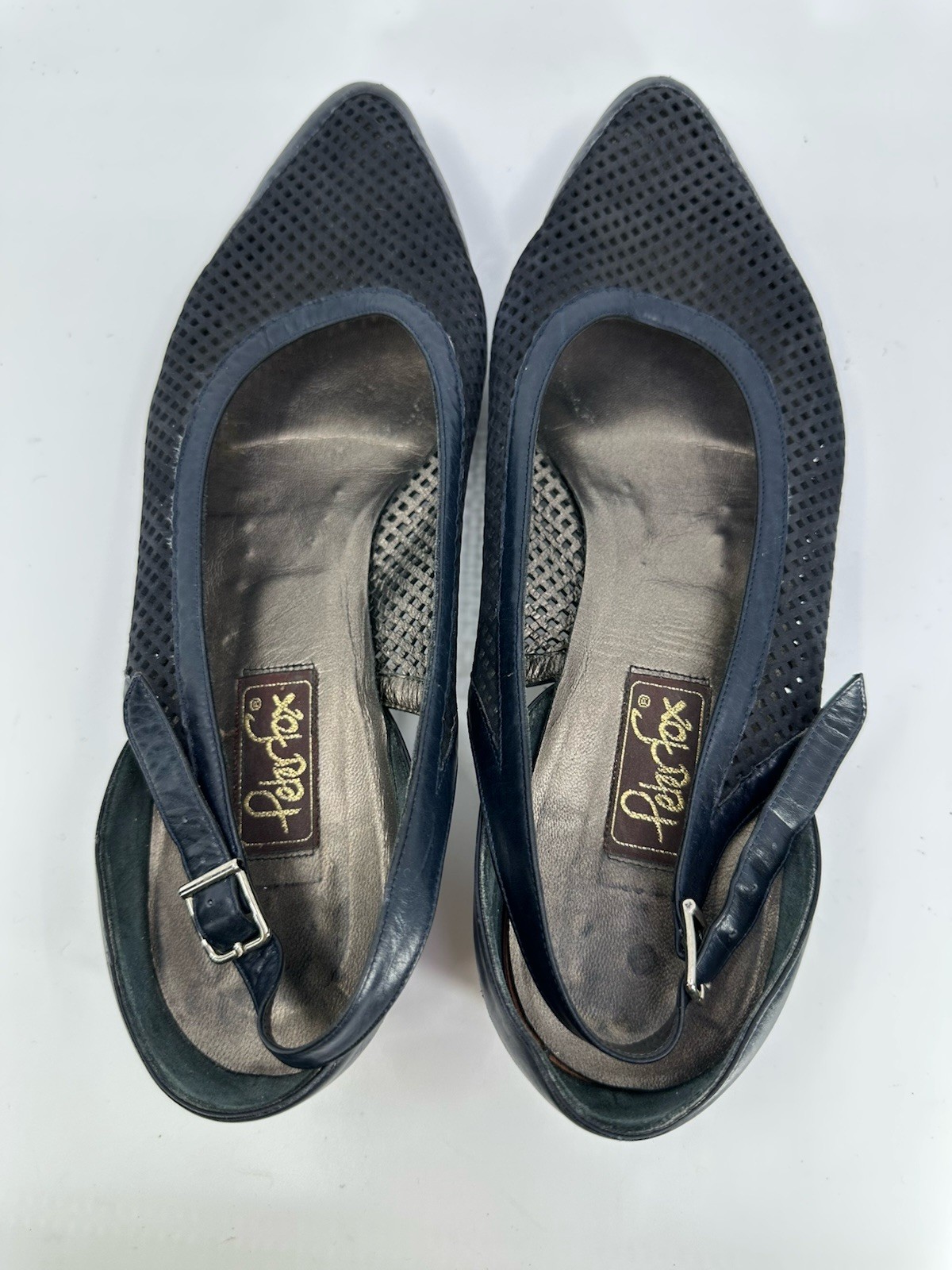 Vintage Rare Peter Fox Womens Navy Leather Suede Low Shoes Sz 10.5 B Pre-owned
