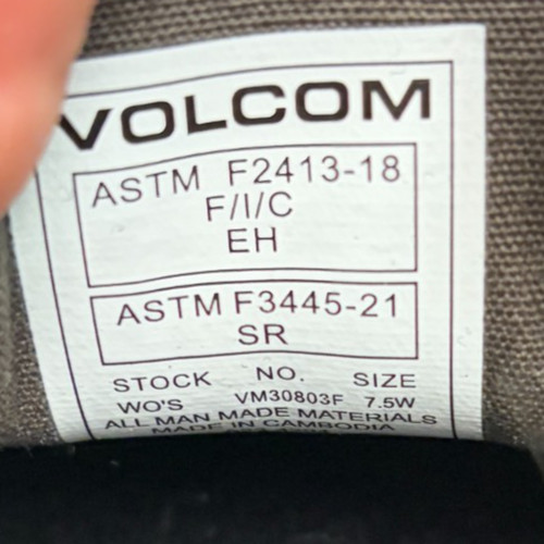 Volcom Chill Womens Size 7.5D Dark Gray White Composite Toe Safety Work Shoes