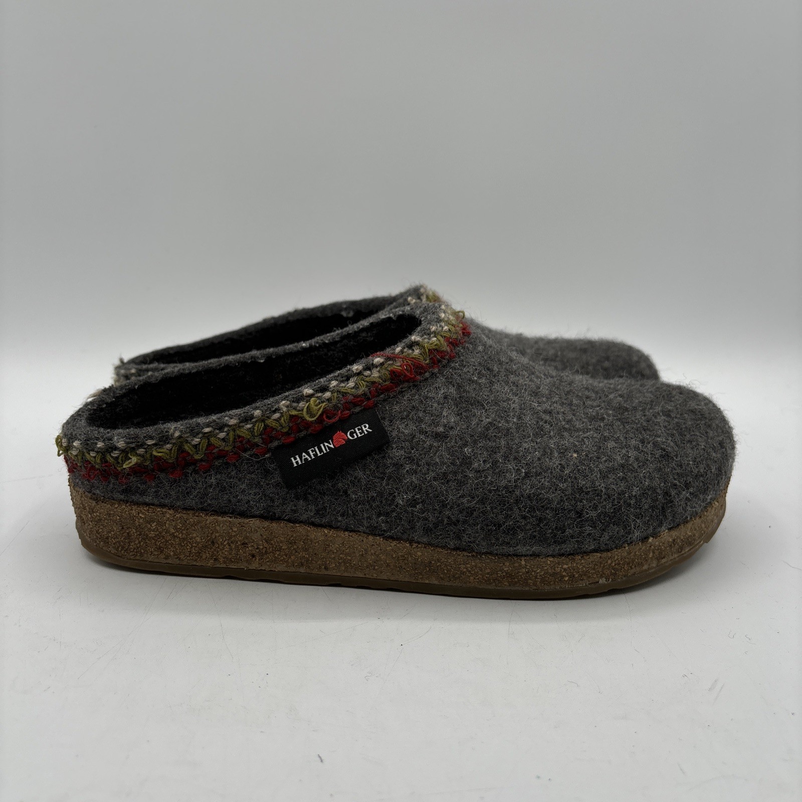 Haflinger Womens Charcoal Gray ZIG ZAG GRIZZLY Wool Clogs Mules SIZE 36 / US 5