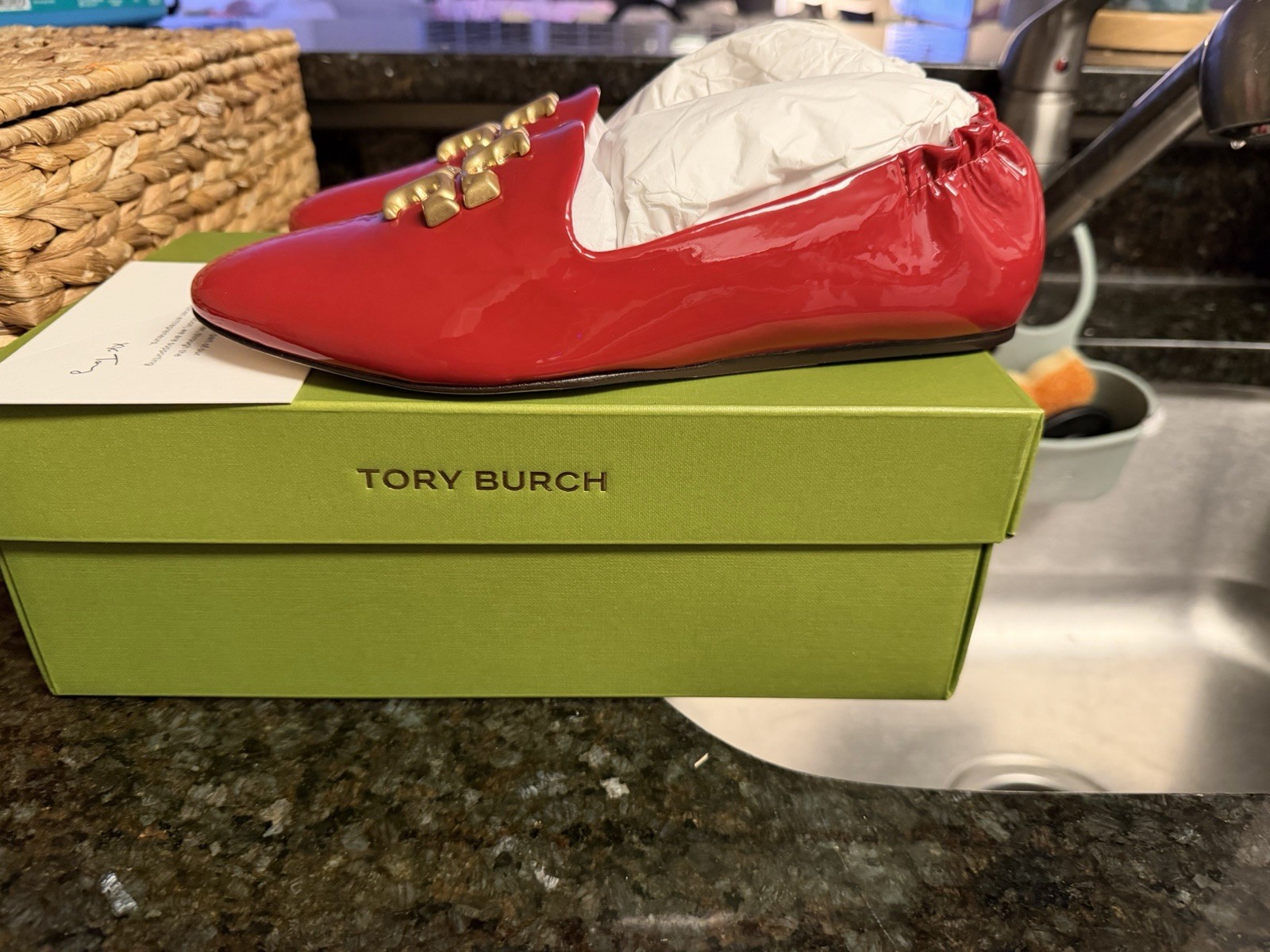 NWT Tory Burch Eleanor Loafers in Tory Red Soft Patent Size 7.5