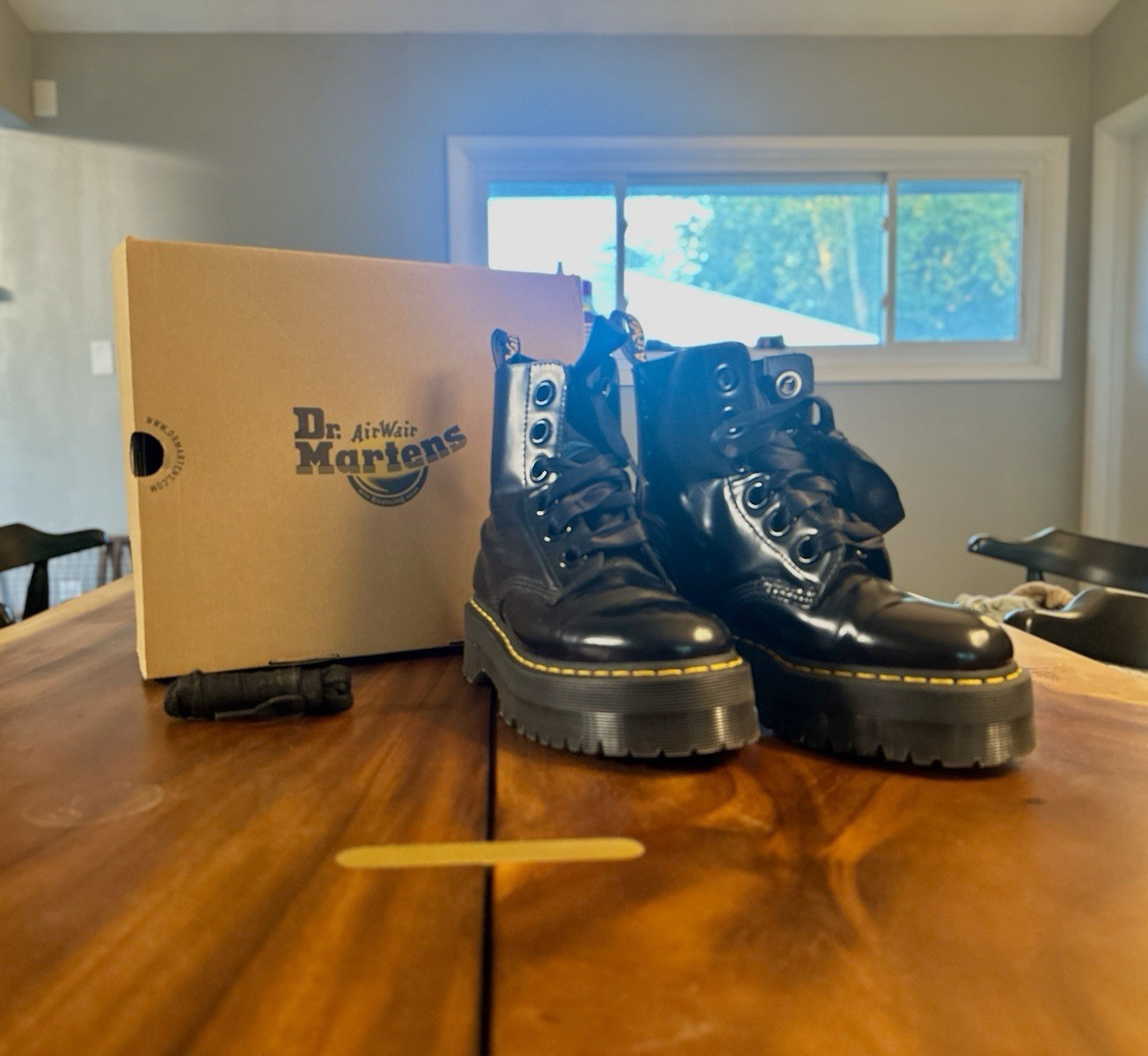 Dr. Martens Molly Black Leather Platform Lace-Up Ankle Combat Boots US 8 EU 39