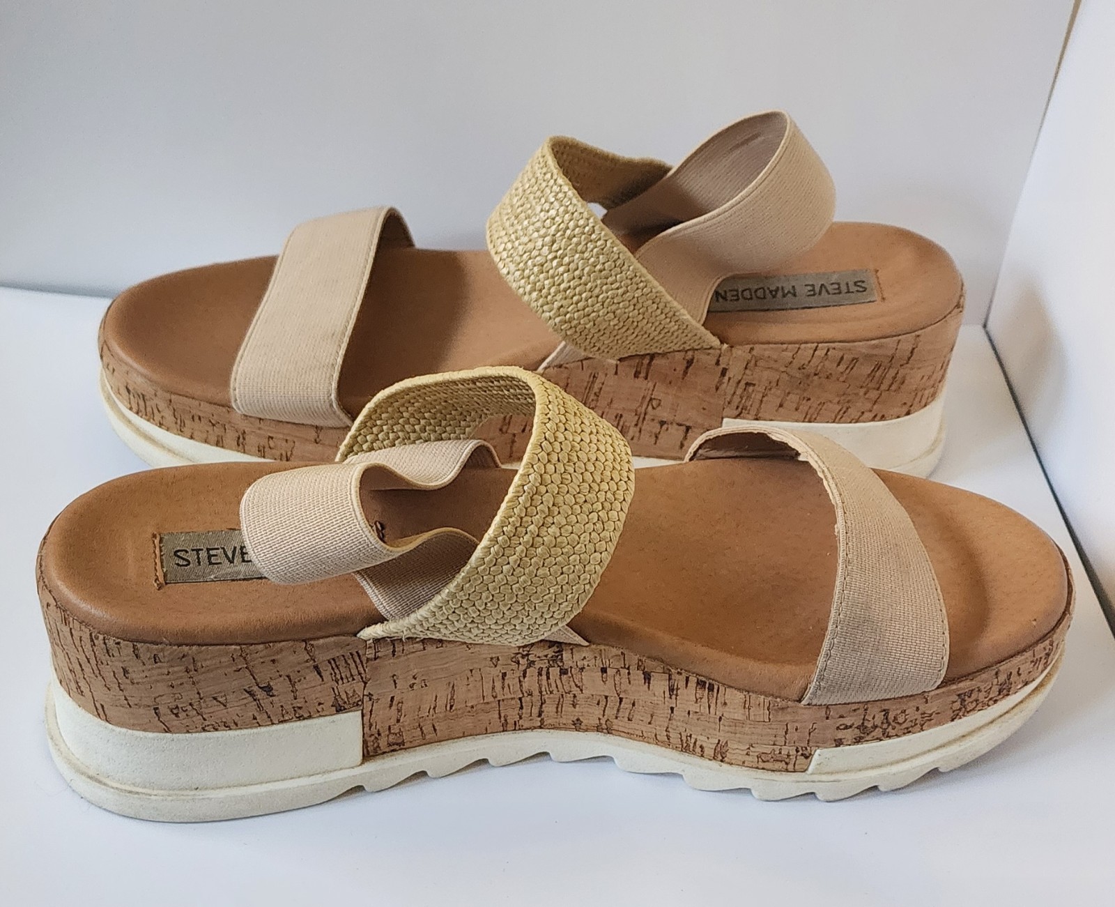 Steve Madden Wedge Sandal Beige And White Women’s Size 8M