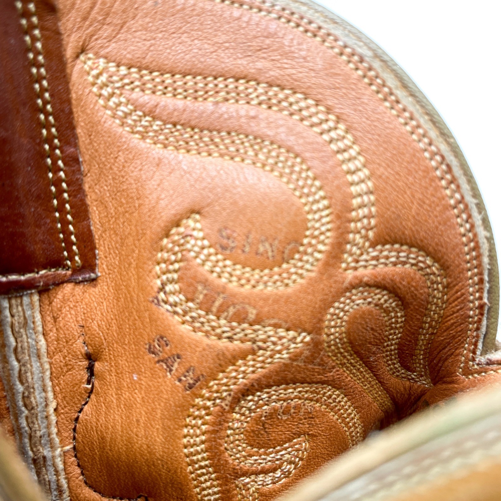 Vintage Lucchese Womens 6B Tan Leather Tall Western Cowboy Riding Boots Coastal