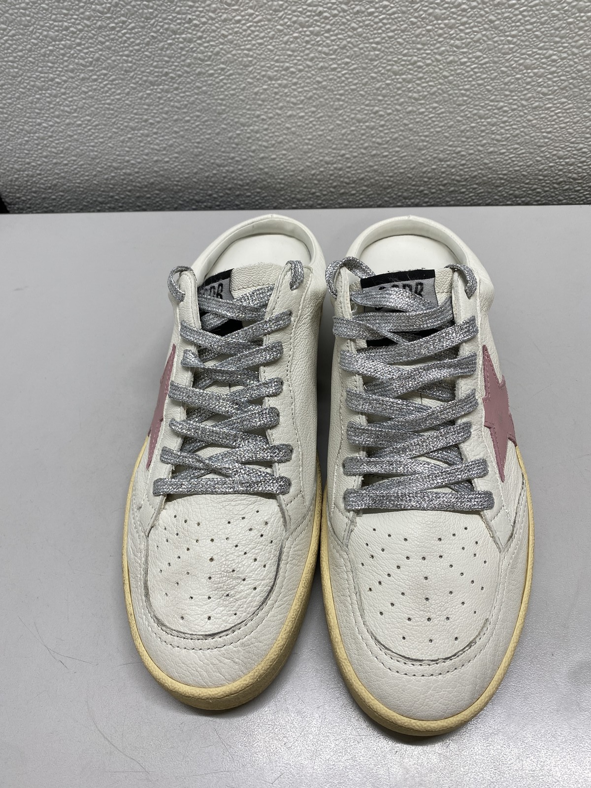 Golden Goose Womens Bali Star Sabot Slip-on Leather Sneakers Size 10 White, Pink