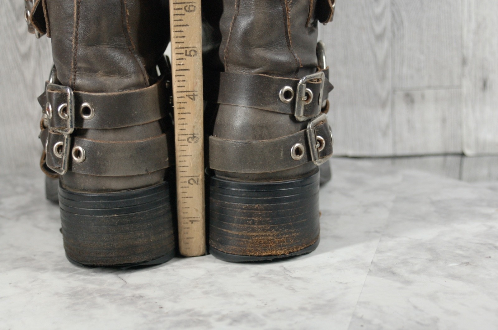 Steve Madden Brocks Biker Boots Women 8.5M Punk Harness Shoes Brown Distressed