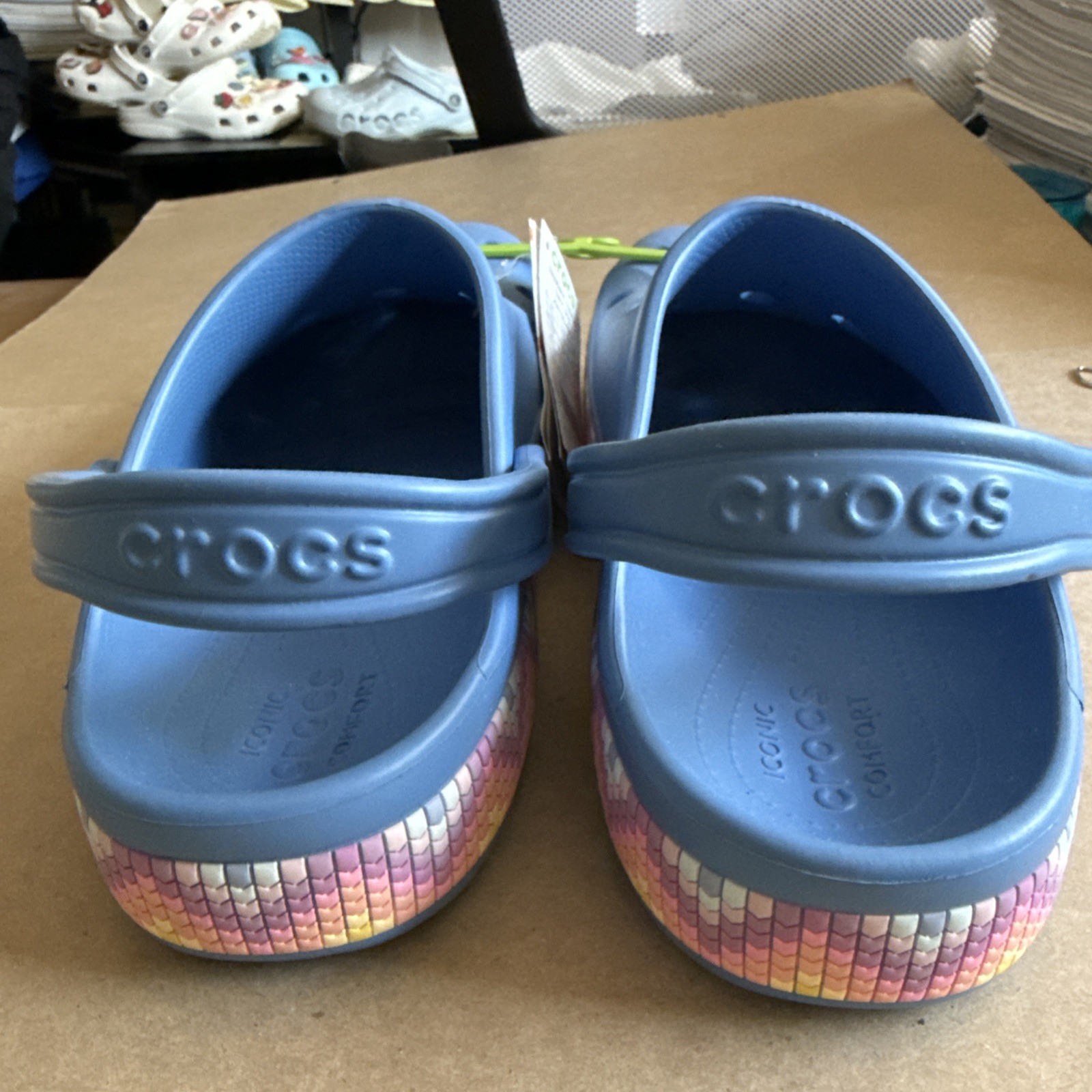 CROCS Baya Band Blue Multicolored Midsole M12 W14 – New