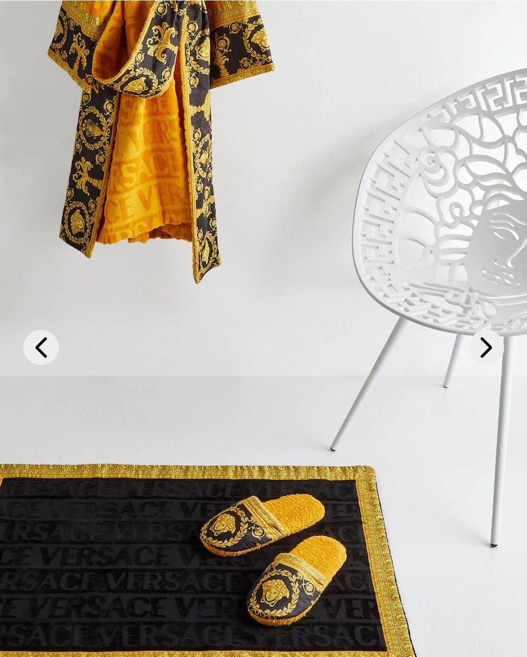 Versace* *AUTHENTIC* Baroque-Print Slide Slippers in Gold/Yellow & Black