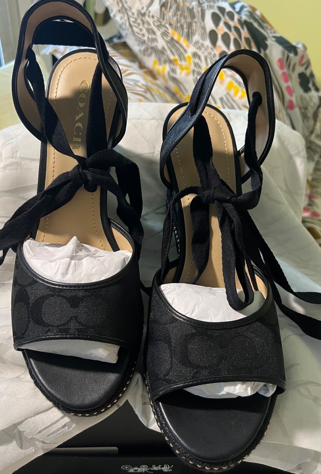 COACH – Page Wedge In Recycled Signature Jacquard | Black Size 10- Brand New