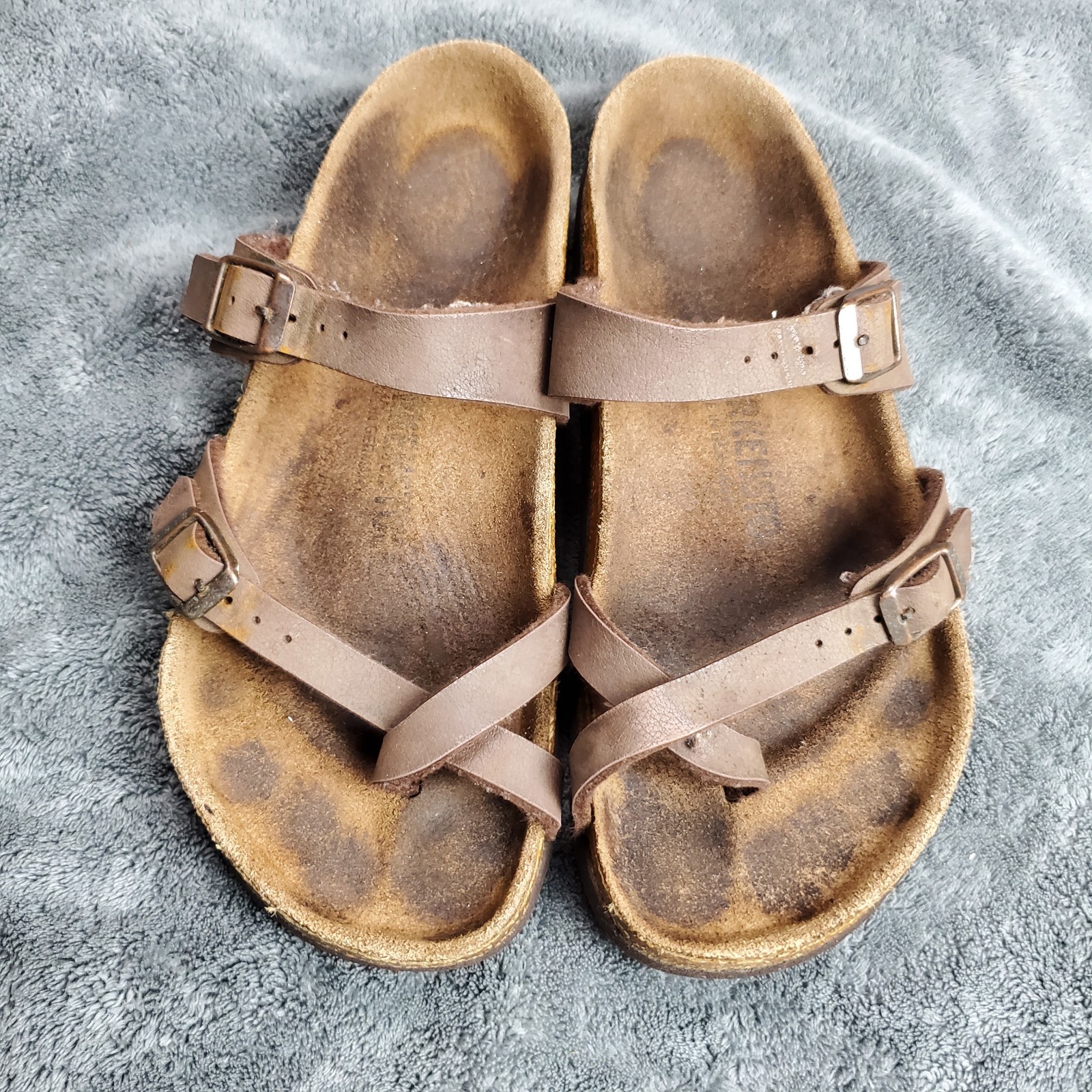 Birkenstock Mayari Sandals Womens 7 EU 38 Brown Slip On Preppy Vacation Sandal