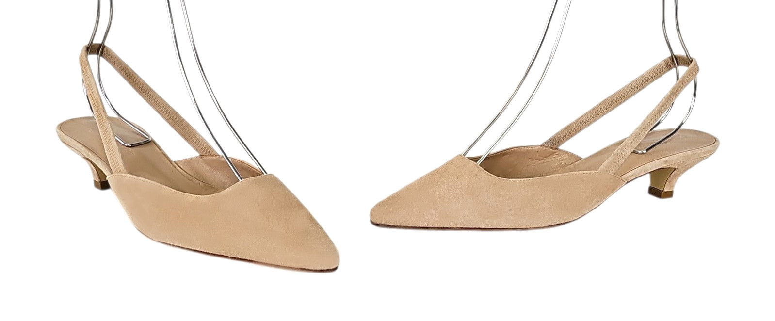 JENNI KAYNE NWOB $445 Beige Suede Kitten Heel Slingback Pumps 39 / 9