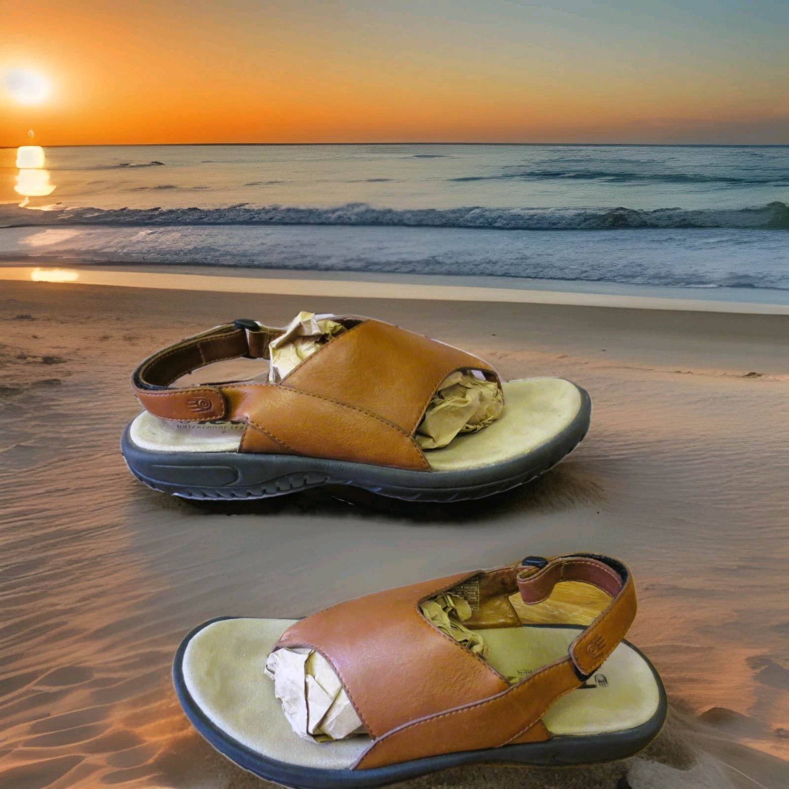 Teva Waterproof Leather Thong Sandals Womens Sz 10 Comfort Ankle Strap VGC