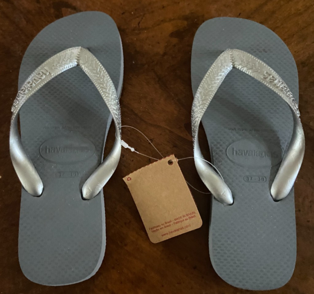 Havaianas GRAY UNISEX Flip Flops Womens/Boys 37/38 USA/UK/AU size chart below