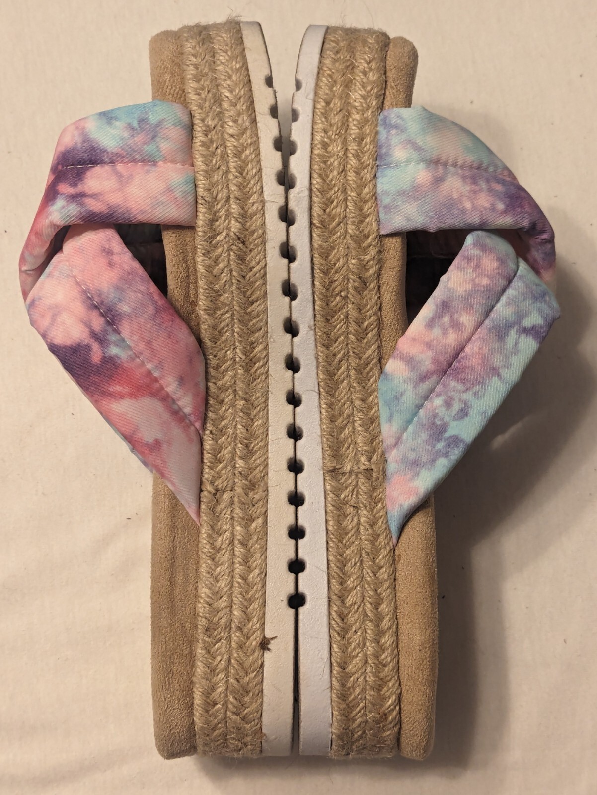 Olivia Miller Sandals Womens 8 Two X Strap Wedge Flip Flops Blue Pink