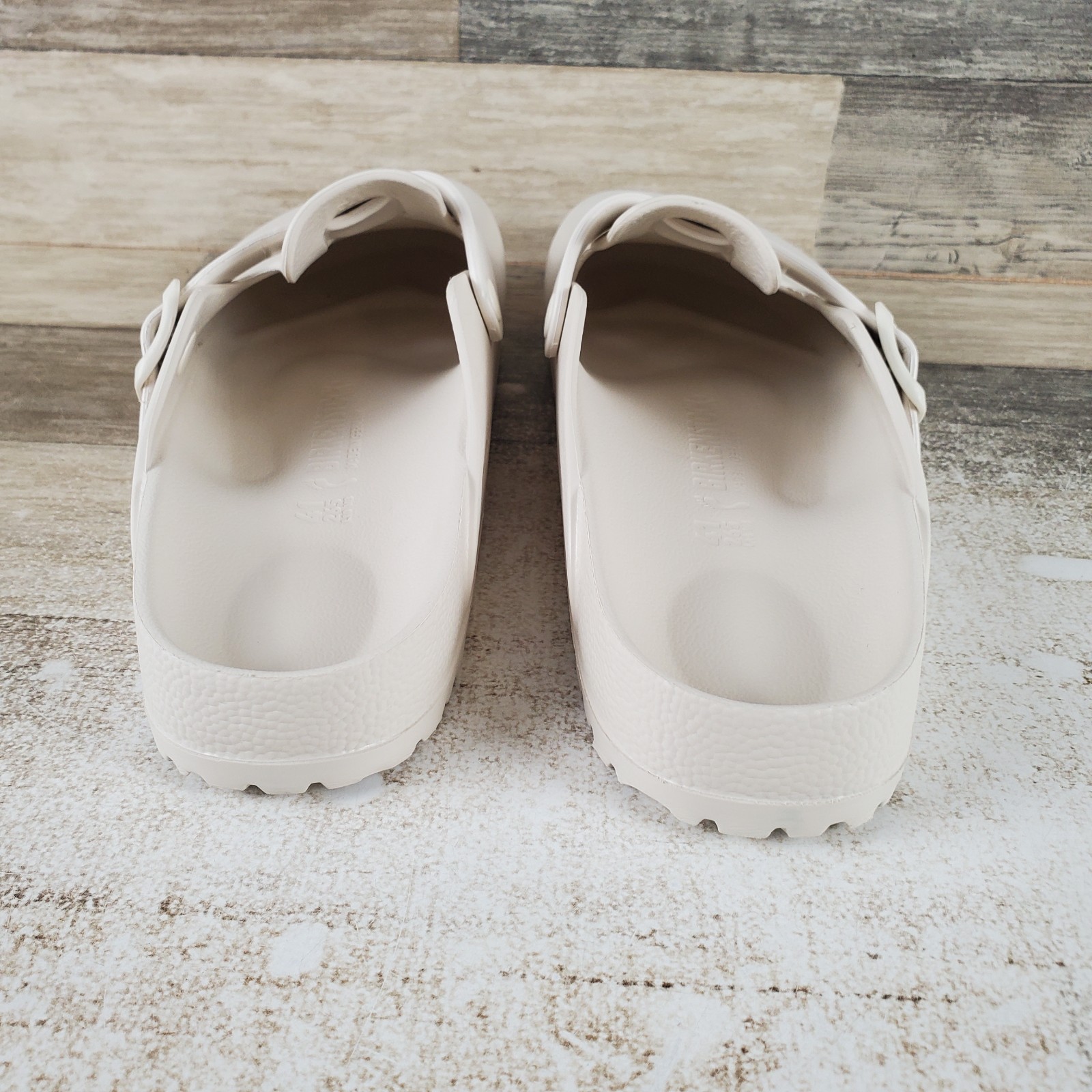 Birkenstock Boston EVA Womens Clog Sz 9 Egg Shell Leather Waterproof Slip On