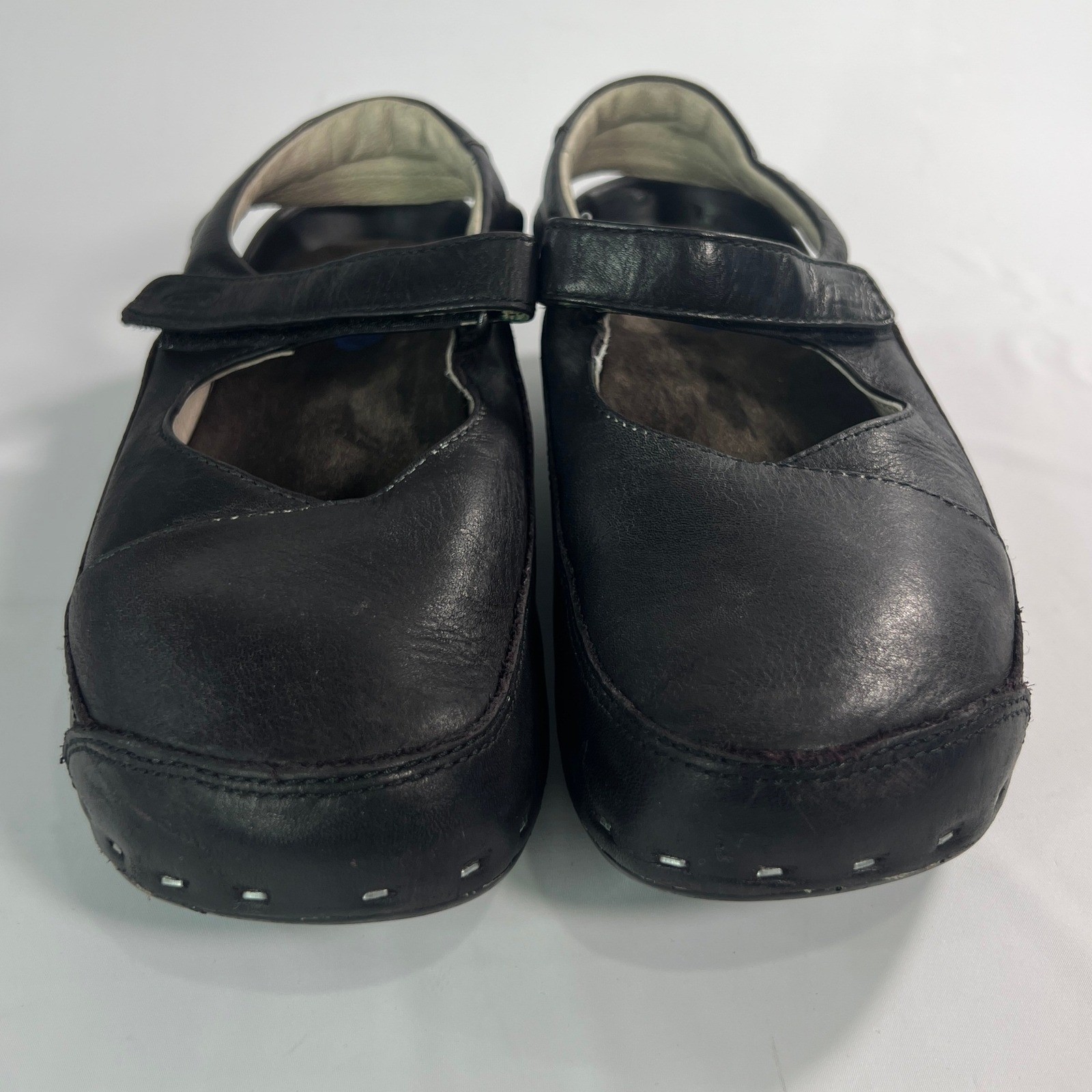 Wolky Strap Cloggy 6015 Black Leather Mary Jane Clogs Size US 10.5-11 WorkShoe