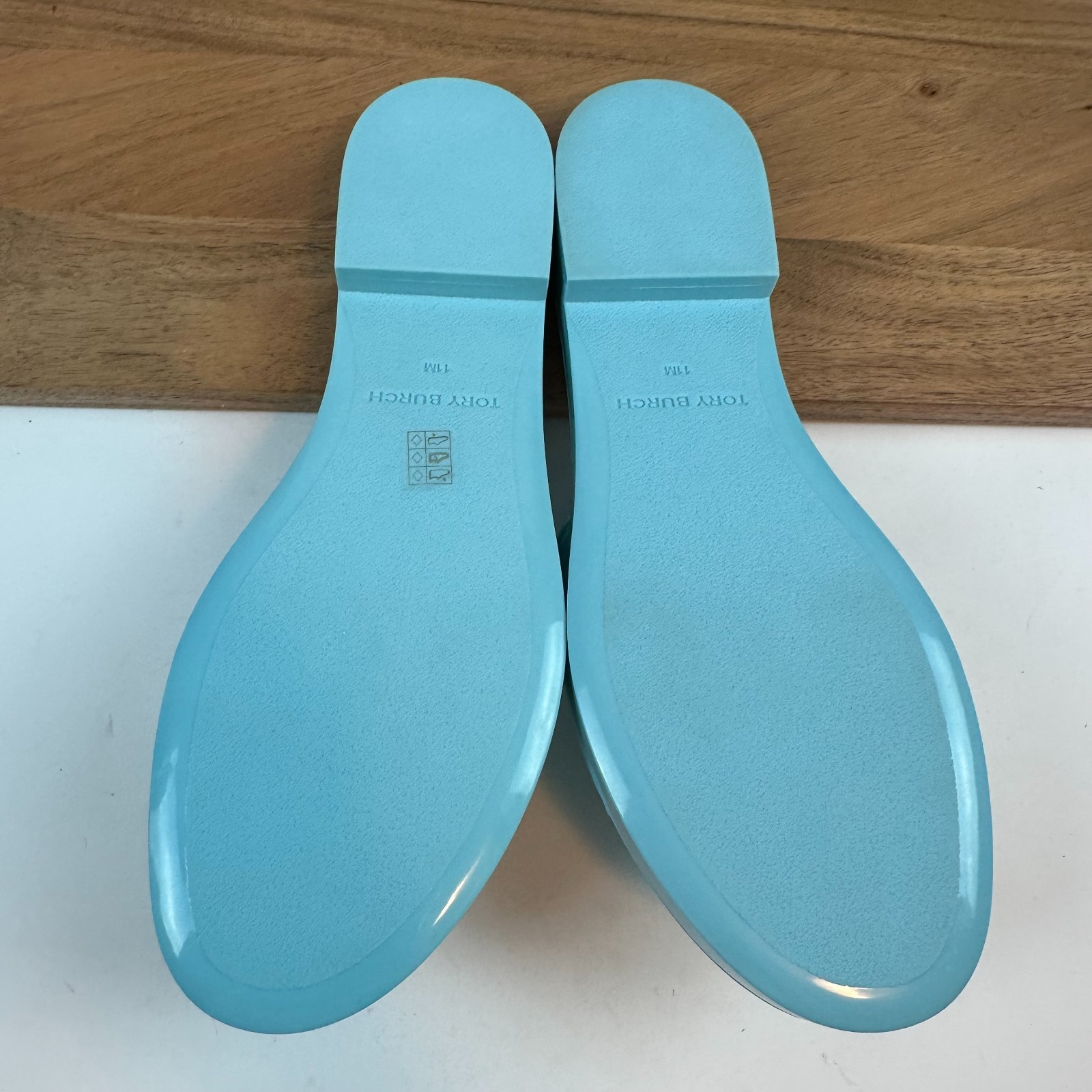 Womens Tory Burch Eleanor Jelly Blue Rubber Logo Casual Slides Sandals Size 11 M