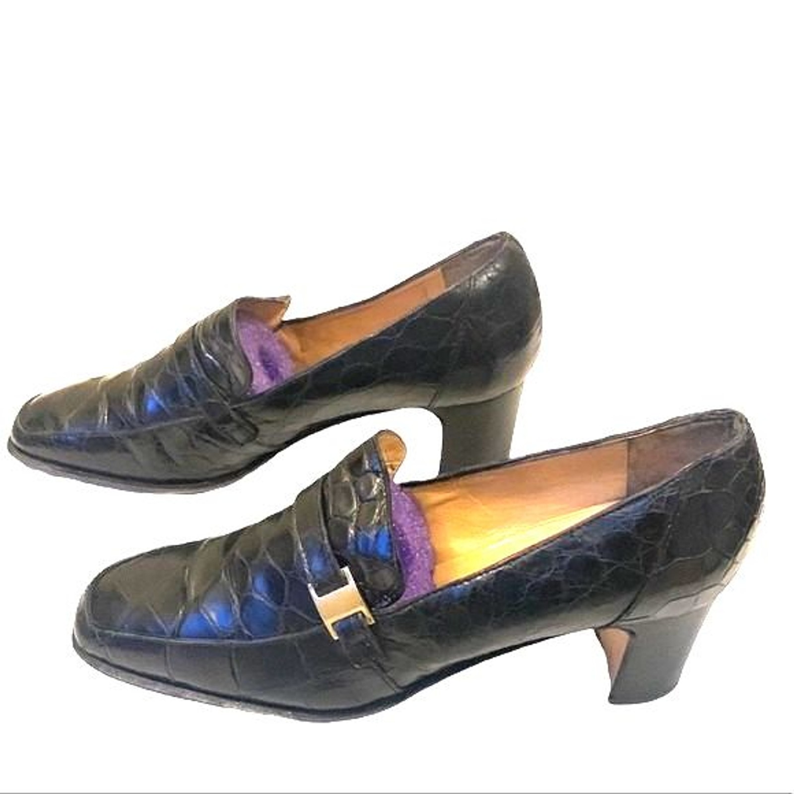 Women’s Black Alligator Pumps Made in Italy Old Money Luxury Vintage Mauri Luxe