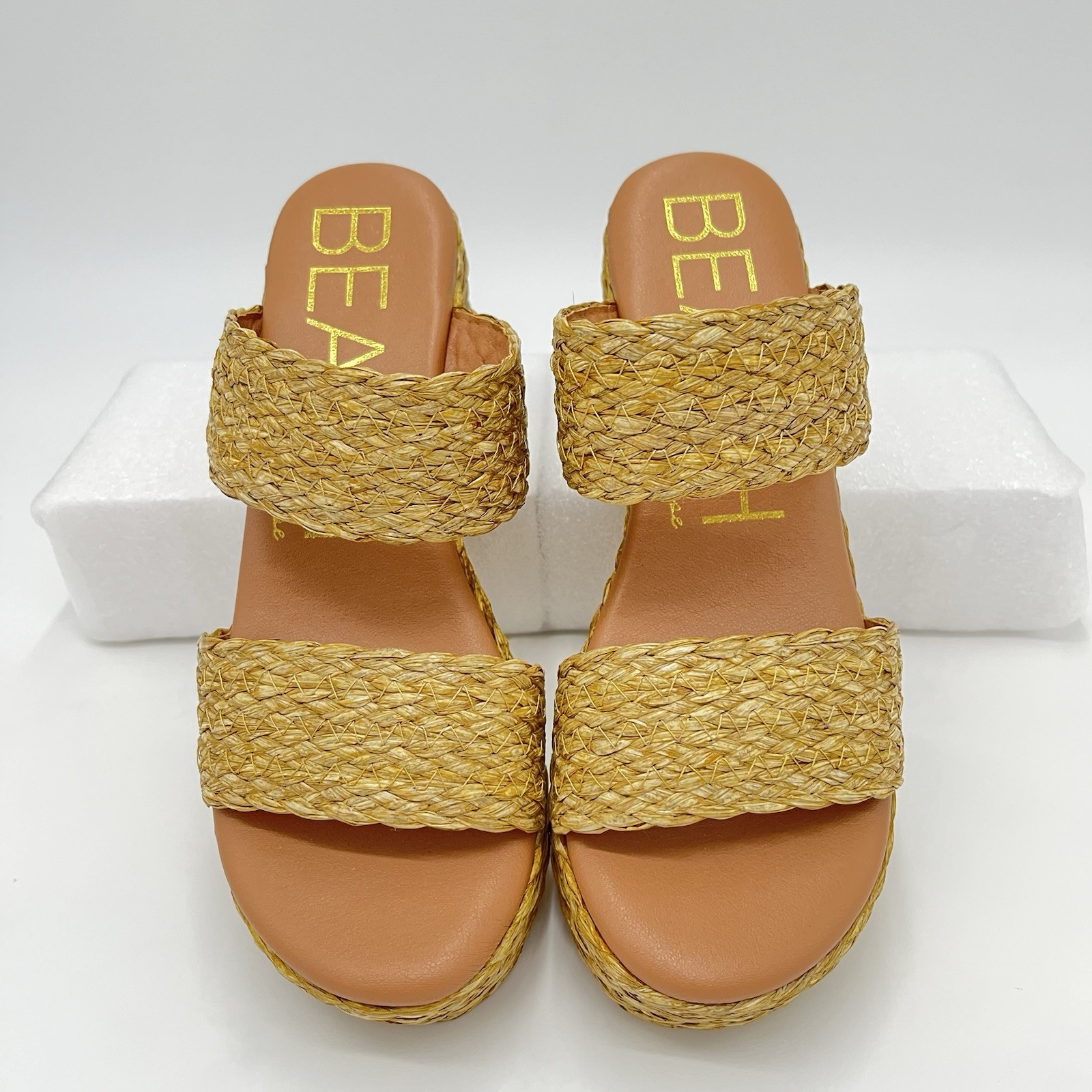 Beach By Matisse Sandals Ocean Ave Woman’s 9M Raffia Platform Sandals Block Heel