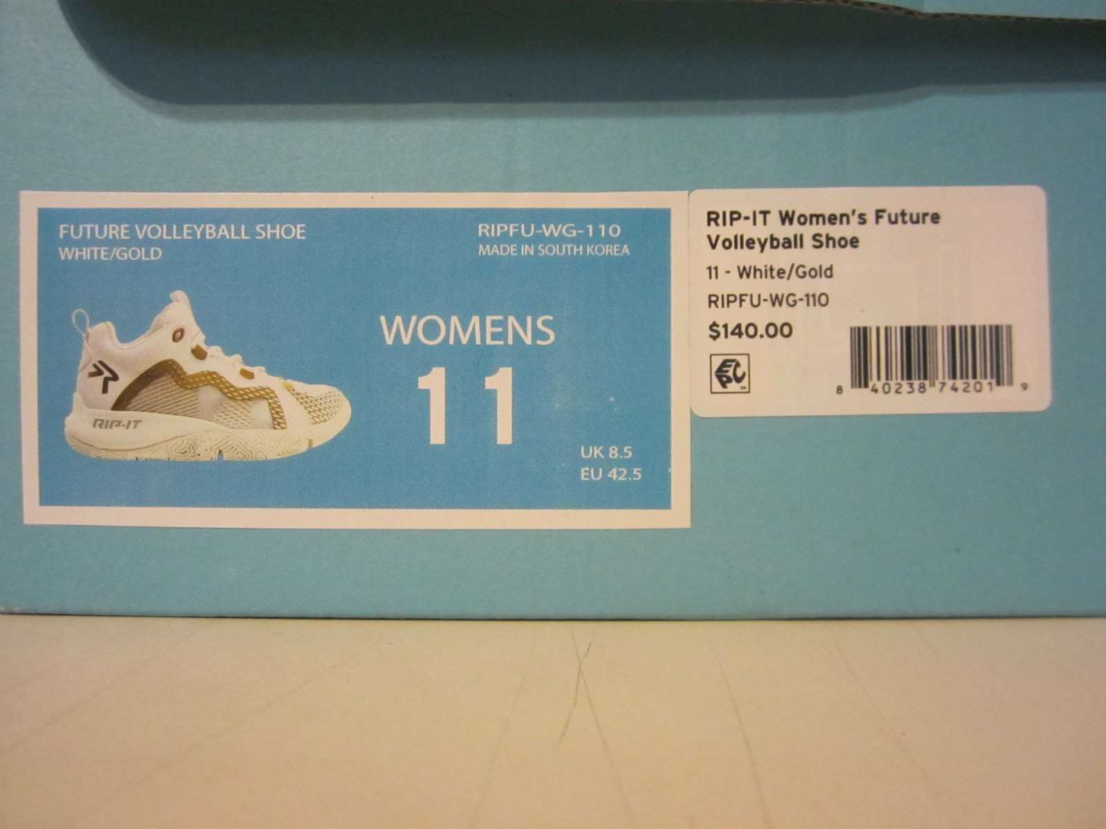 NIB Rip-It Rip It Future Court Volleyball white/gold sz 11 Womens $140