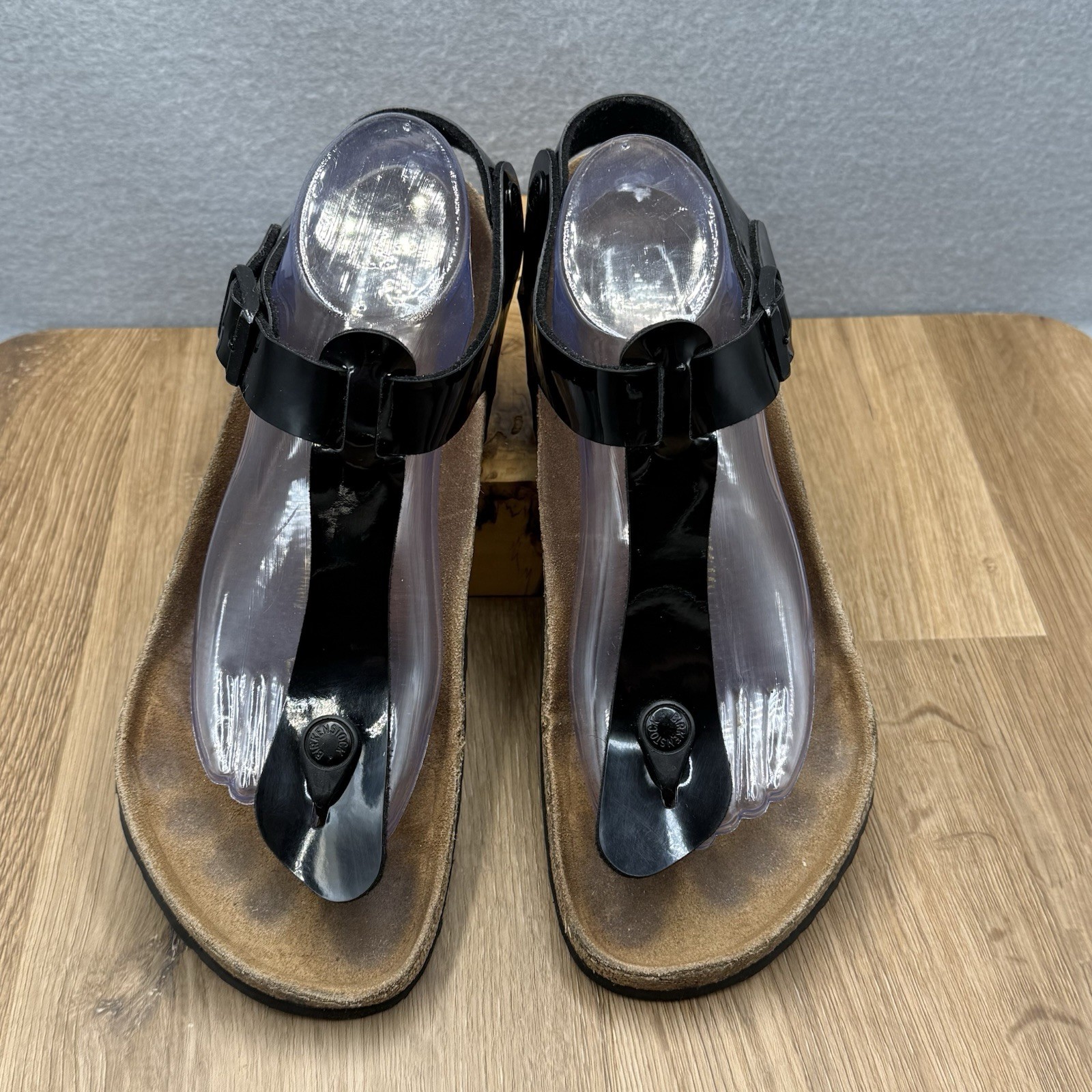 BIRKENSTOCK KAIRO BLACK PATENT LEATHER REGULAR/WIDE WIDTH LEATHER SANDALS SZ 41